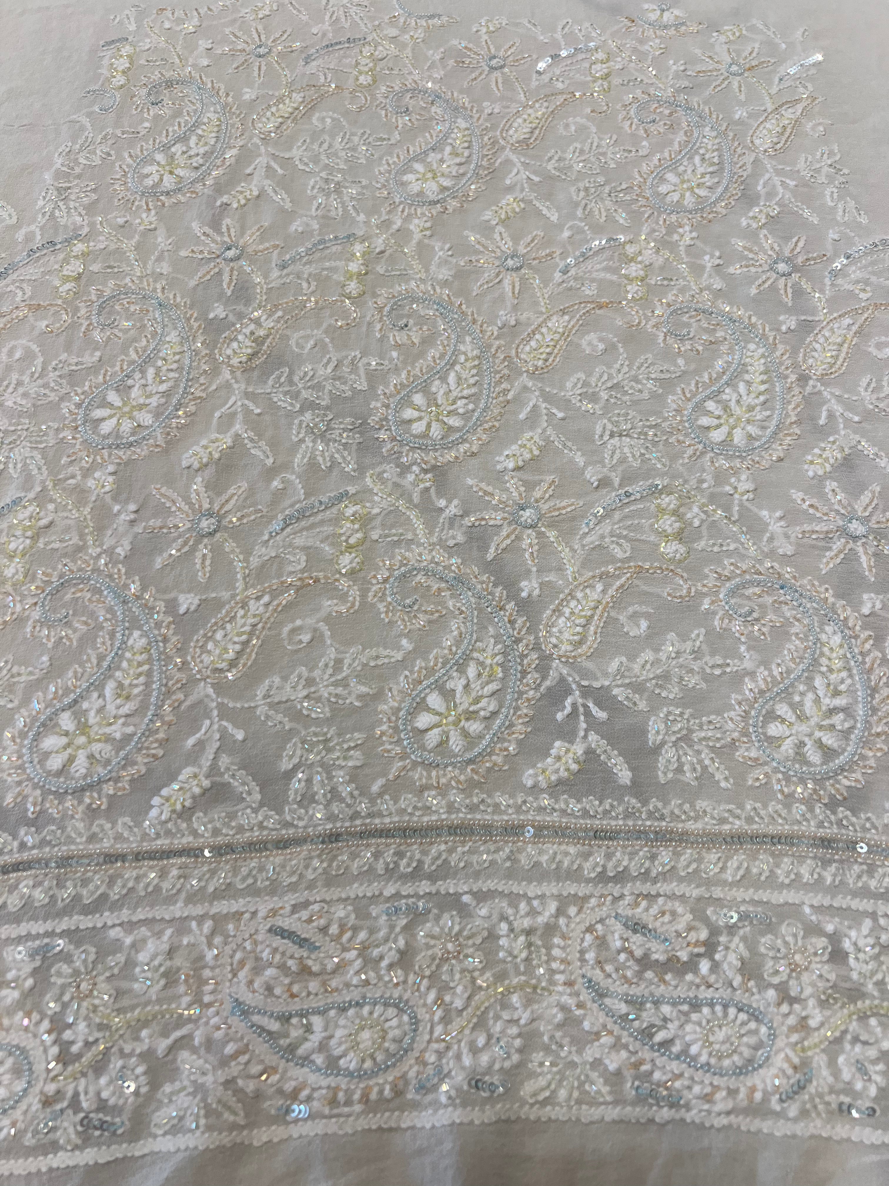 Dyeable Pure Georgette Chikankari Lehanga