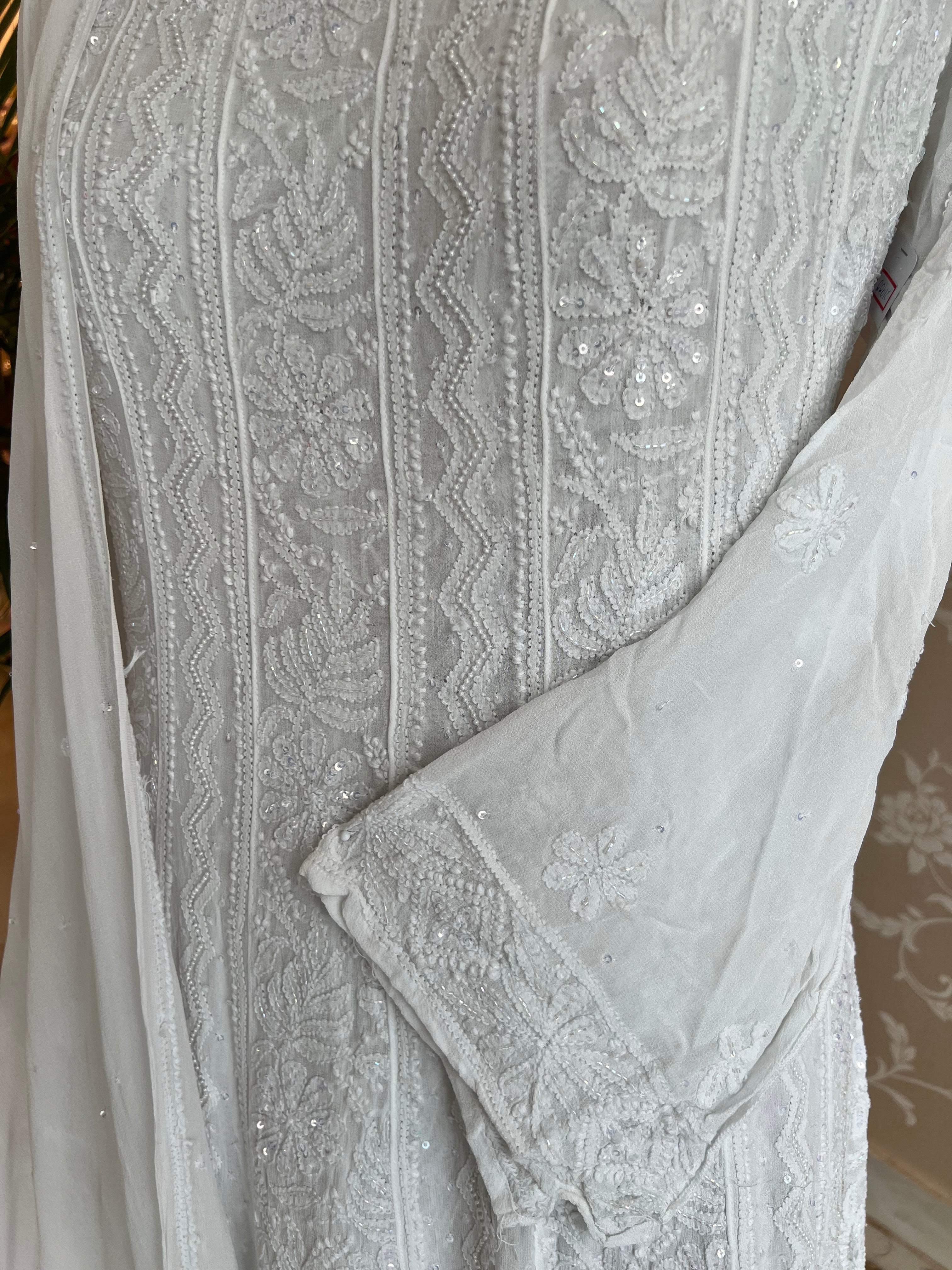 Dyeable Georgette Chikankari Anarkali & Dupatta