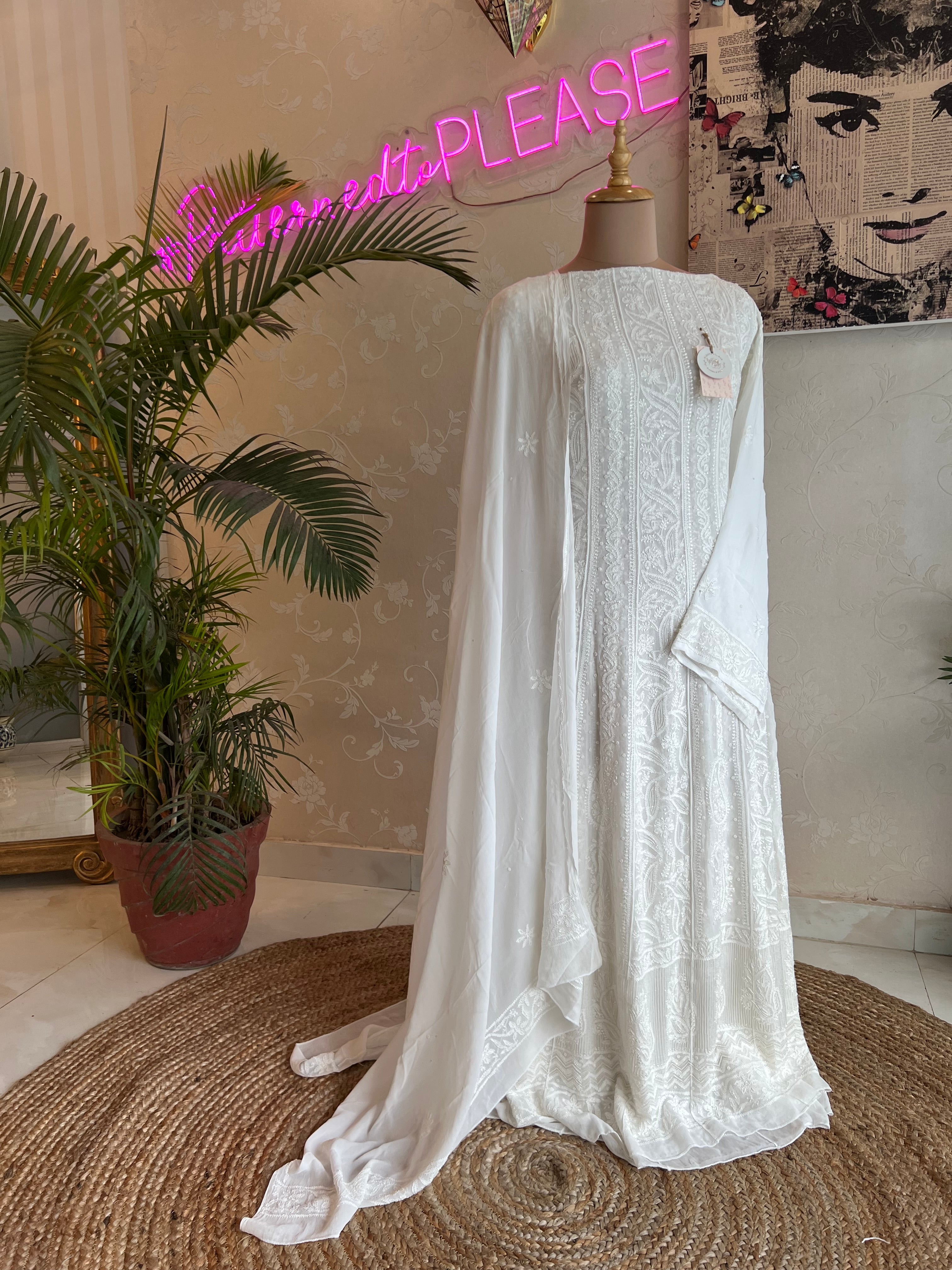 Georgette Chikankari Anarkali Kurta & Dupatta