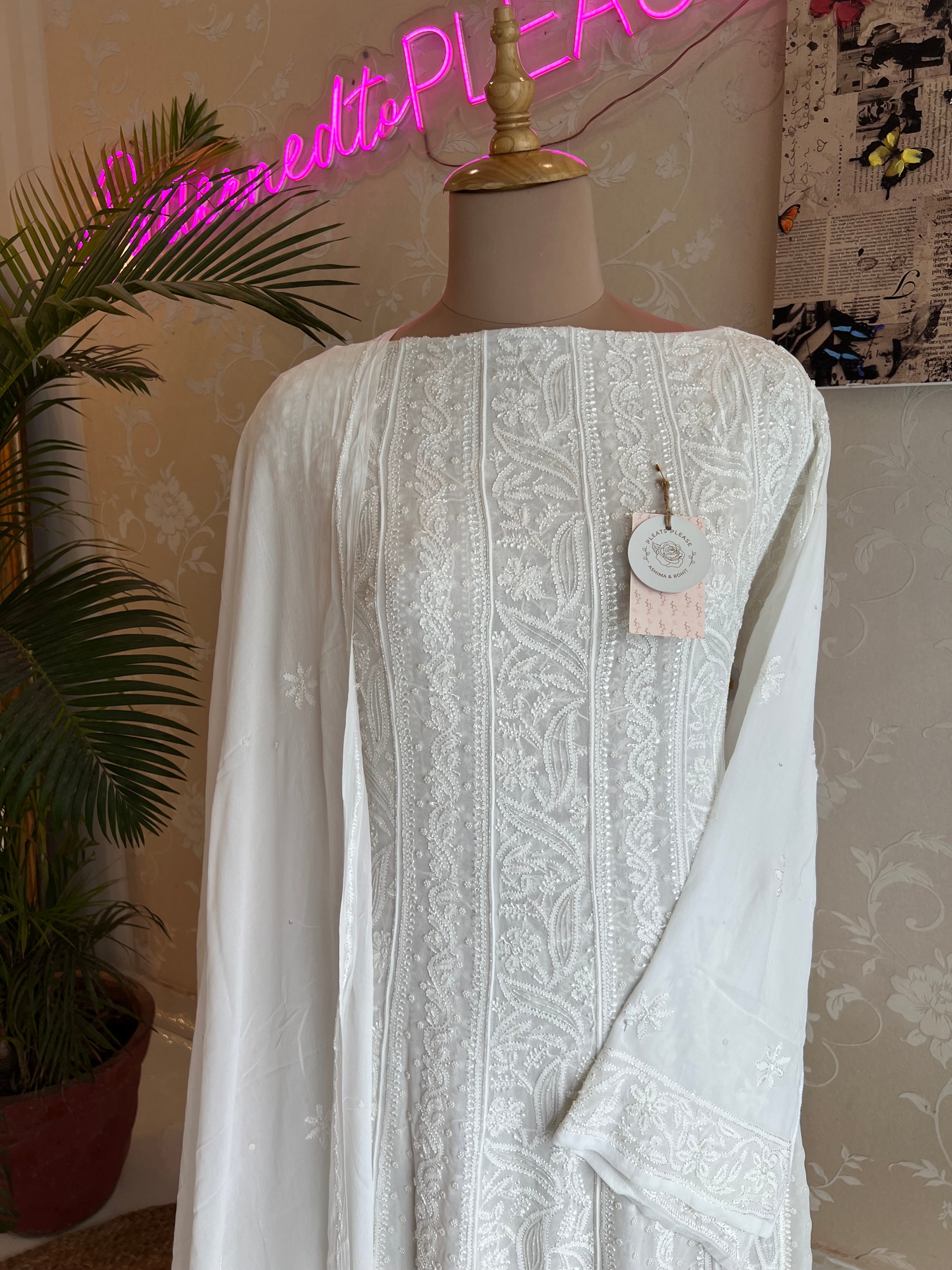 Georgette Chikankari Anarkali Kurta & Dupatta