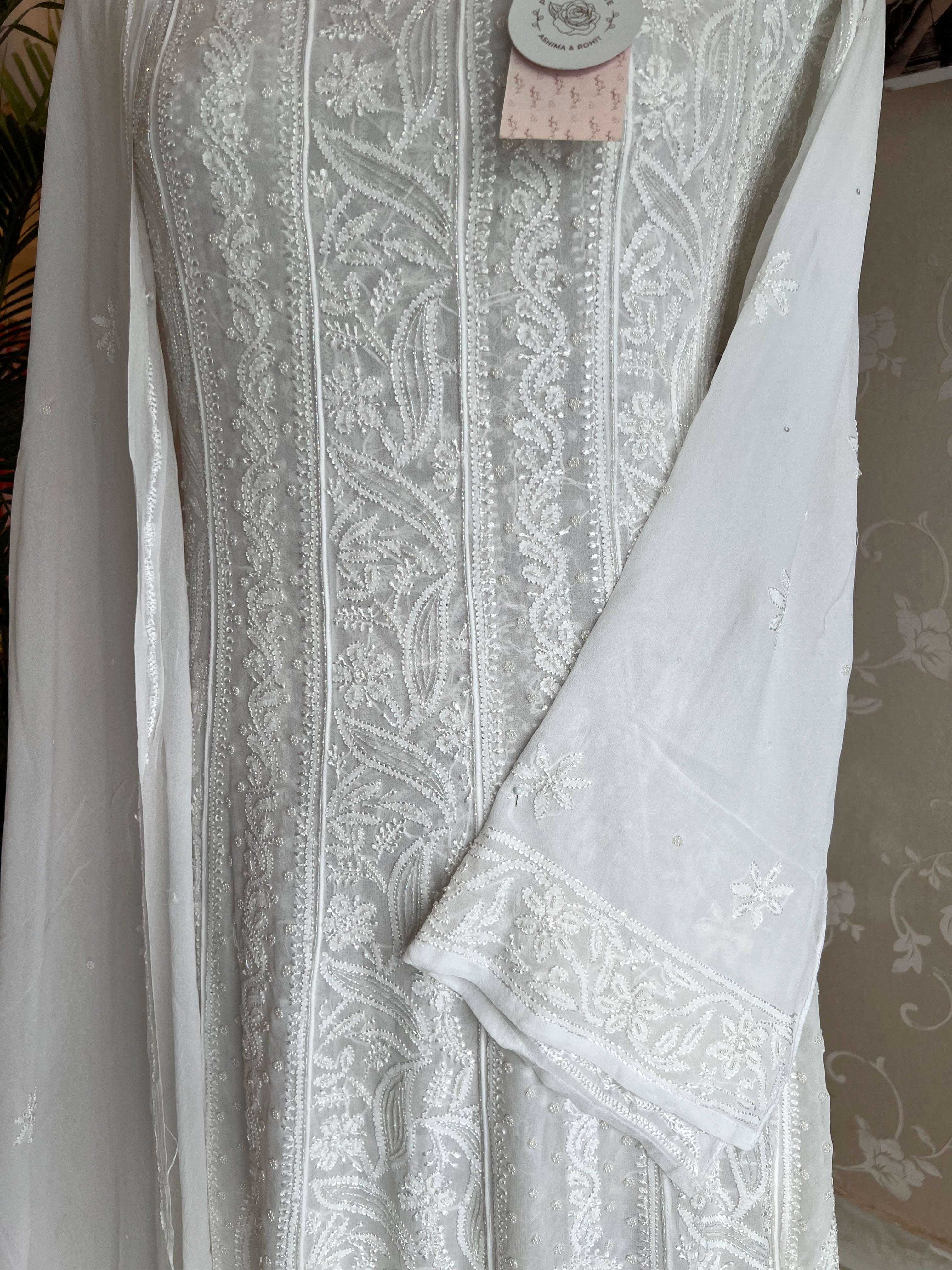 Georgette Chikankari Anarkali Kurta & Dupatta