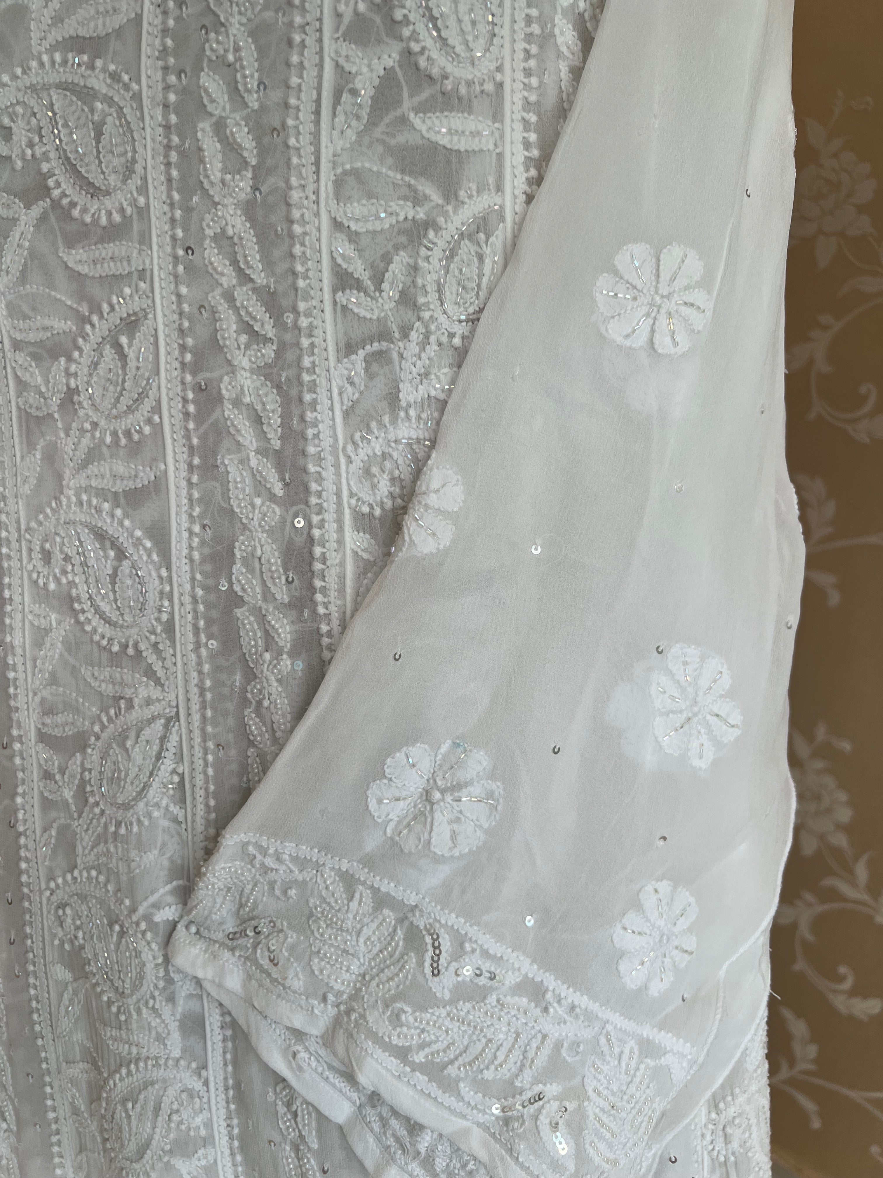Dyeable Georgette Chikankari Anarkali & Dupatta