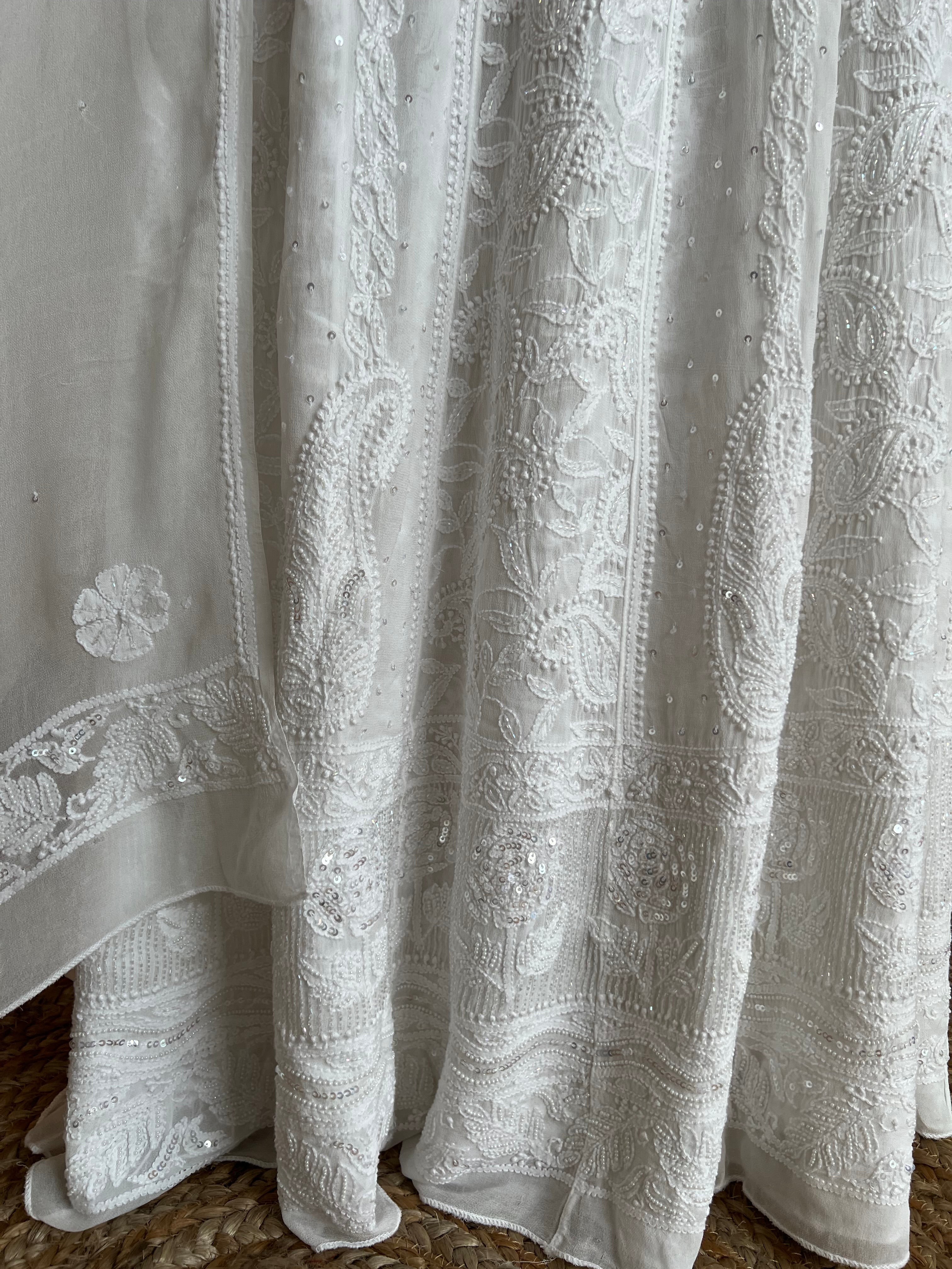 Dyeable Georgette Chikankari Anarkali & Dupatta