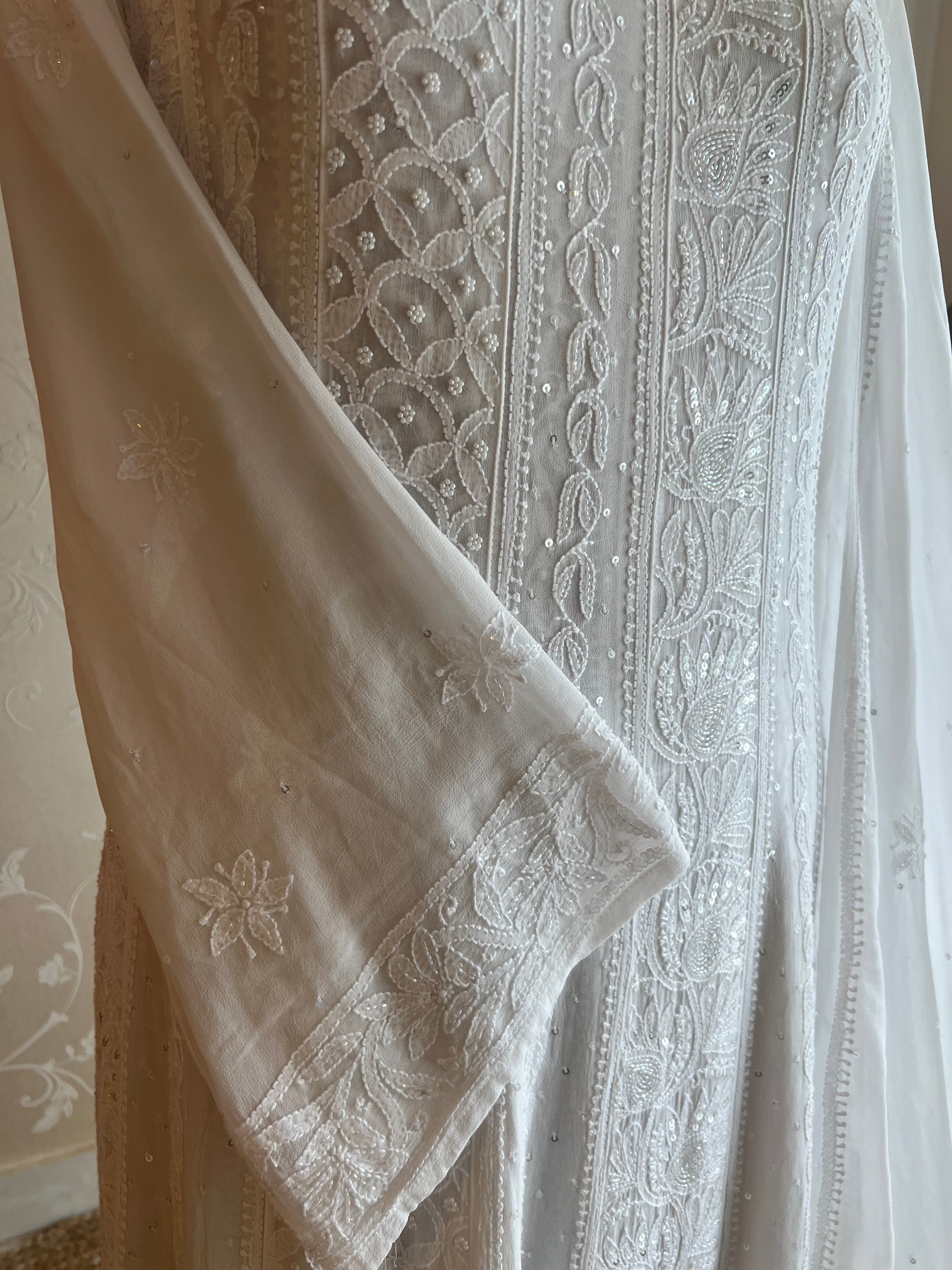 Dyeable Georgette Chikankari Anarkali and Dupatta