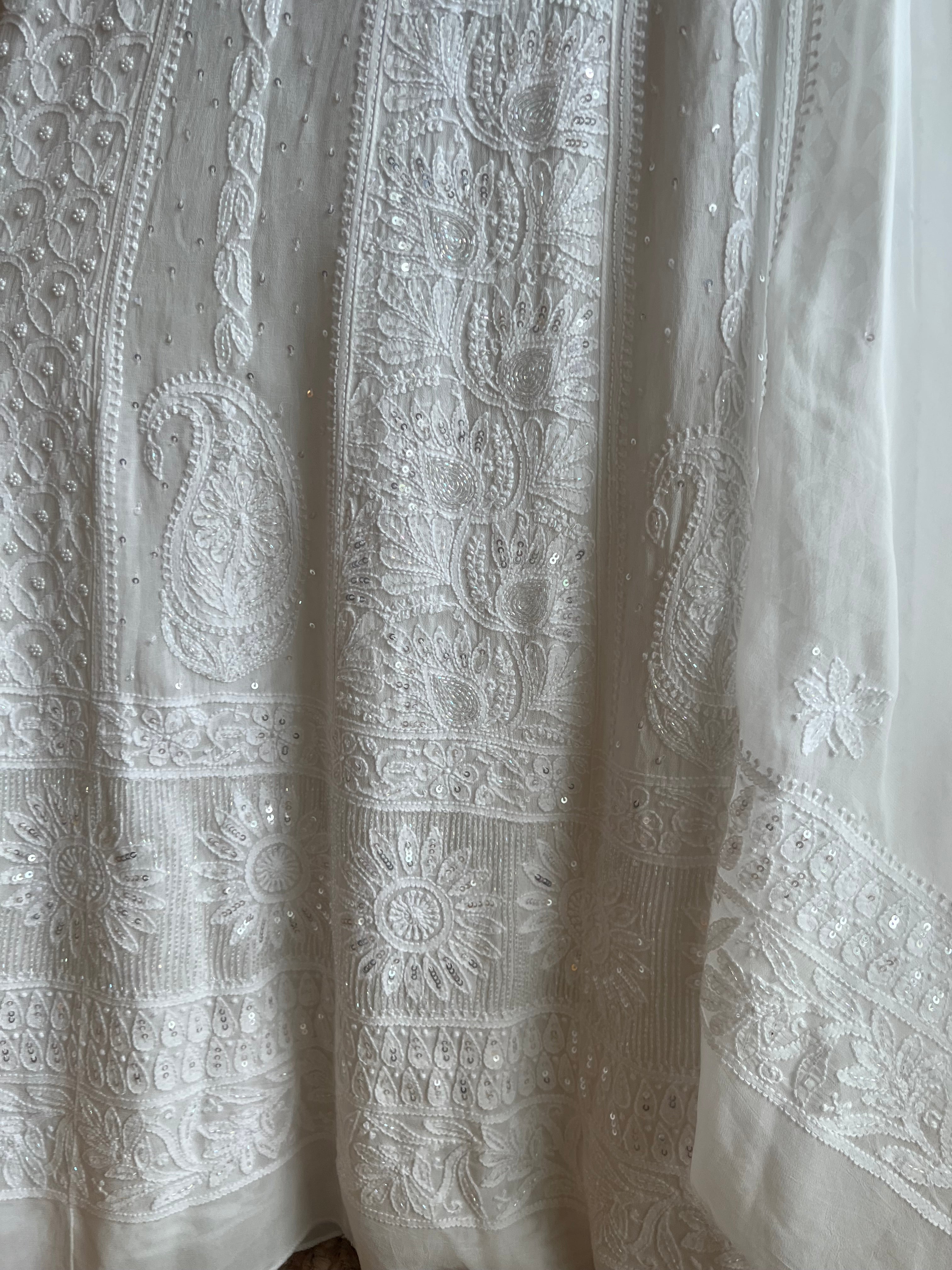 Dyeable Georgette Chikankari Anarkali and Dupatta
