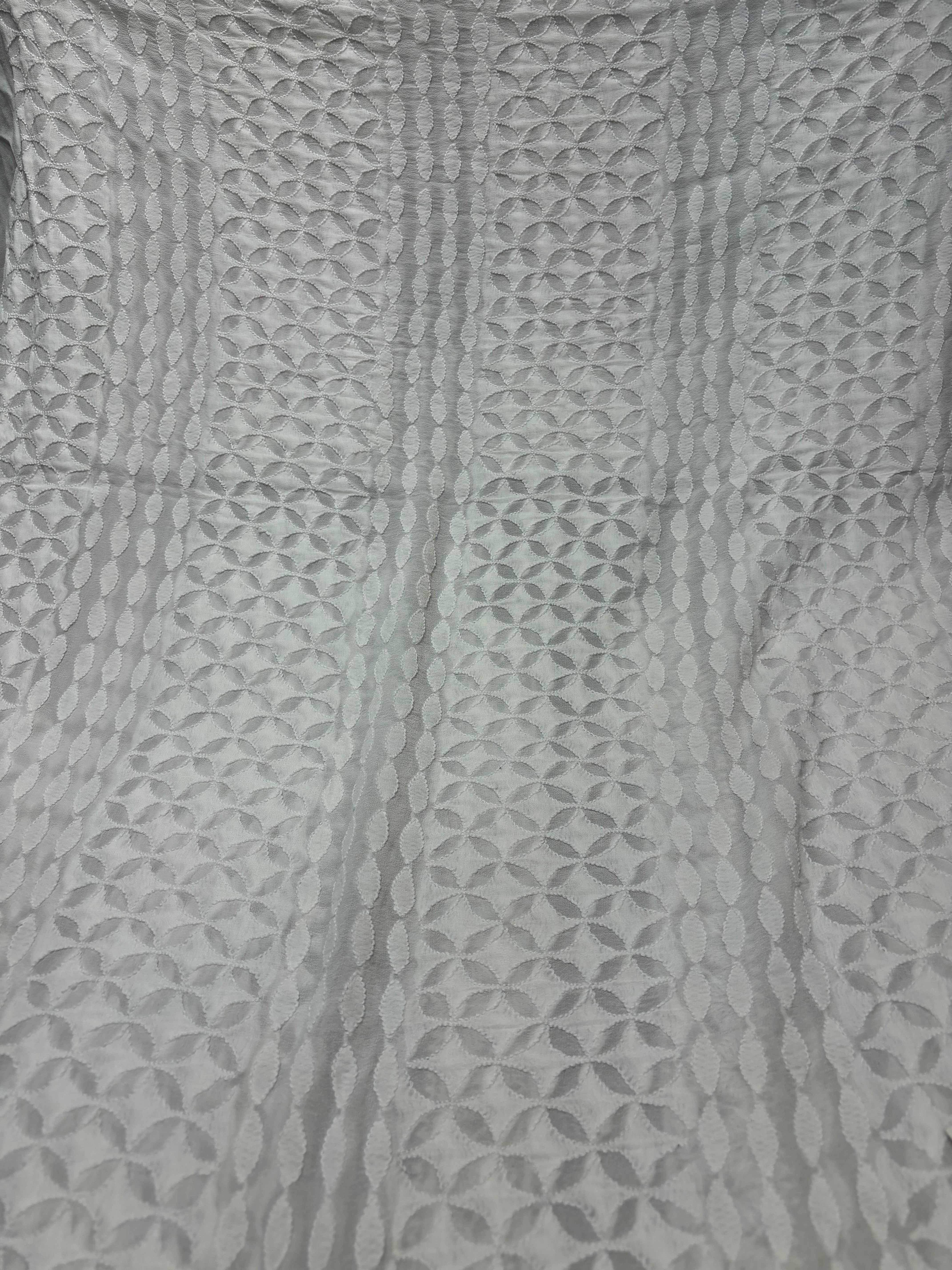 Dyeable Pure Georgette Chikankari Men's Kurta Fabric