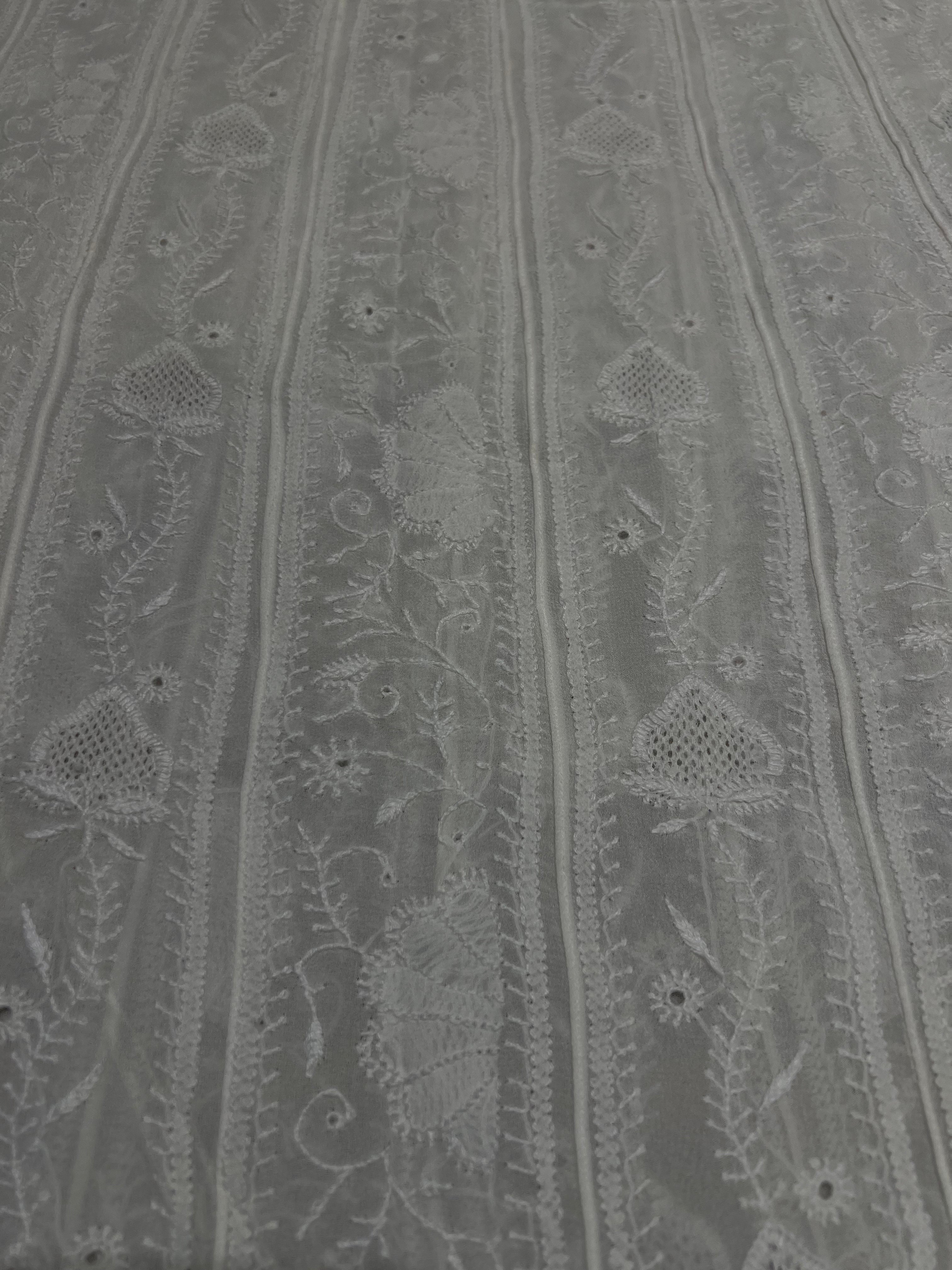 Dyeable Pure Georgette Chikankari Anarkali and Dupatta