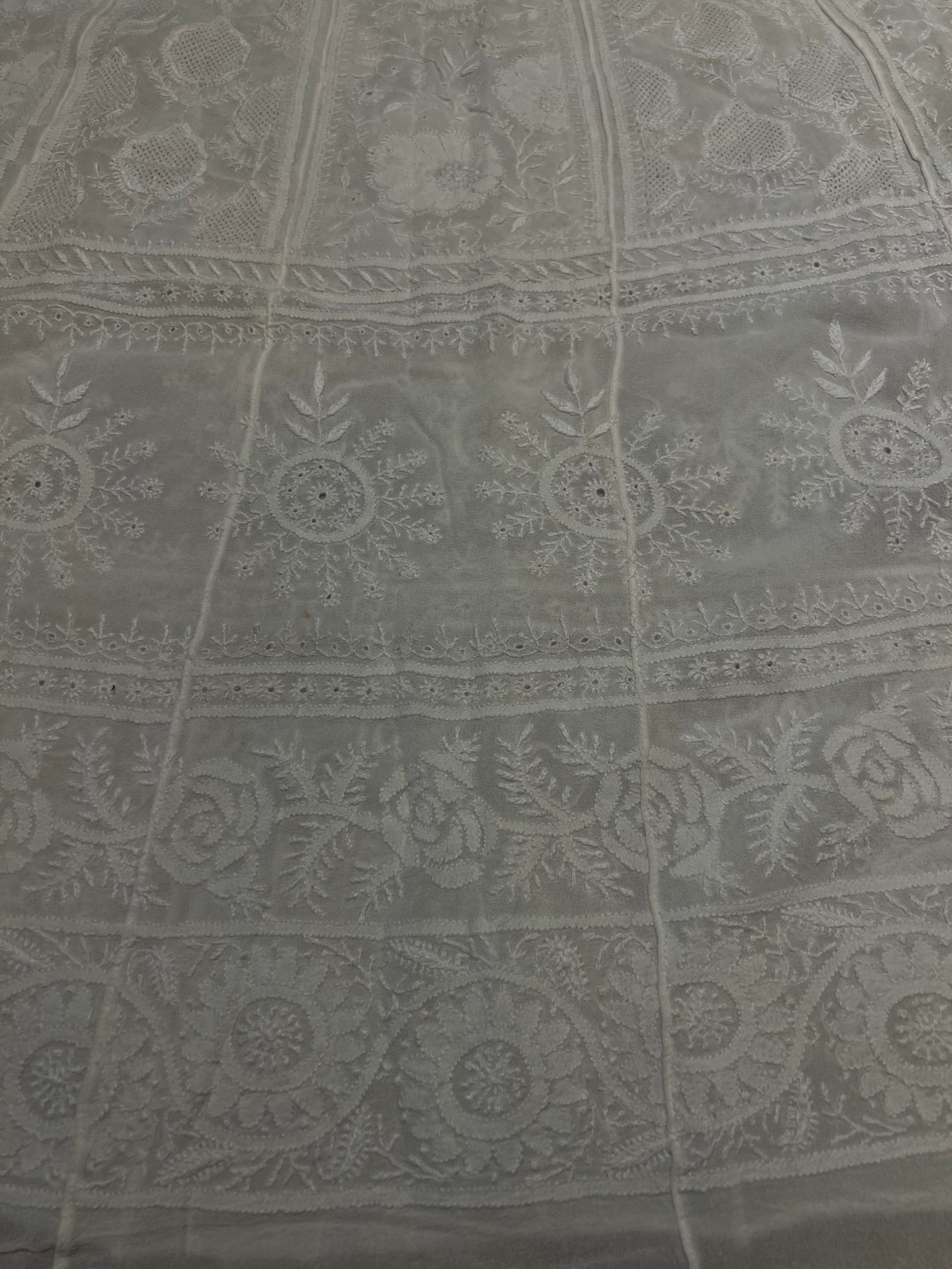 Dyeable Pure Georgette Chikankari Anarkali and Dupatta