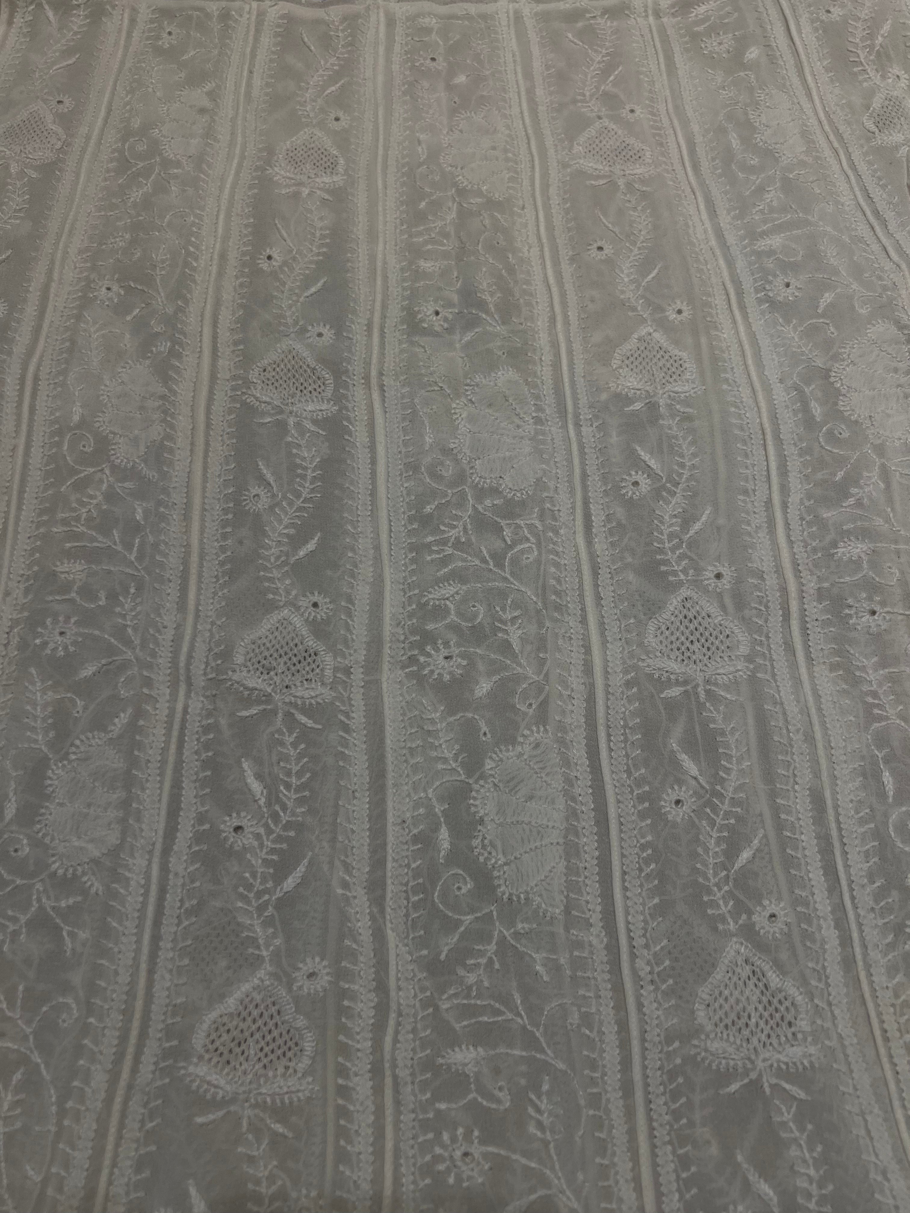 Dyeable Pure Georgette Chikankari Anarkali and Dupatta