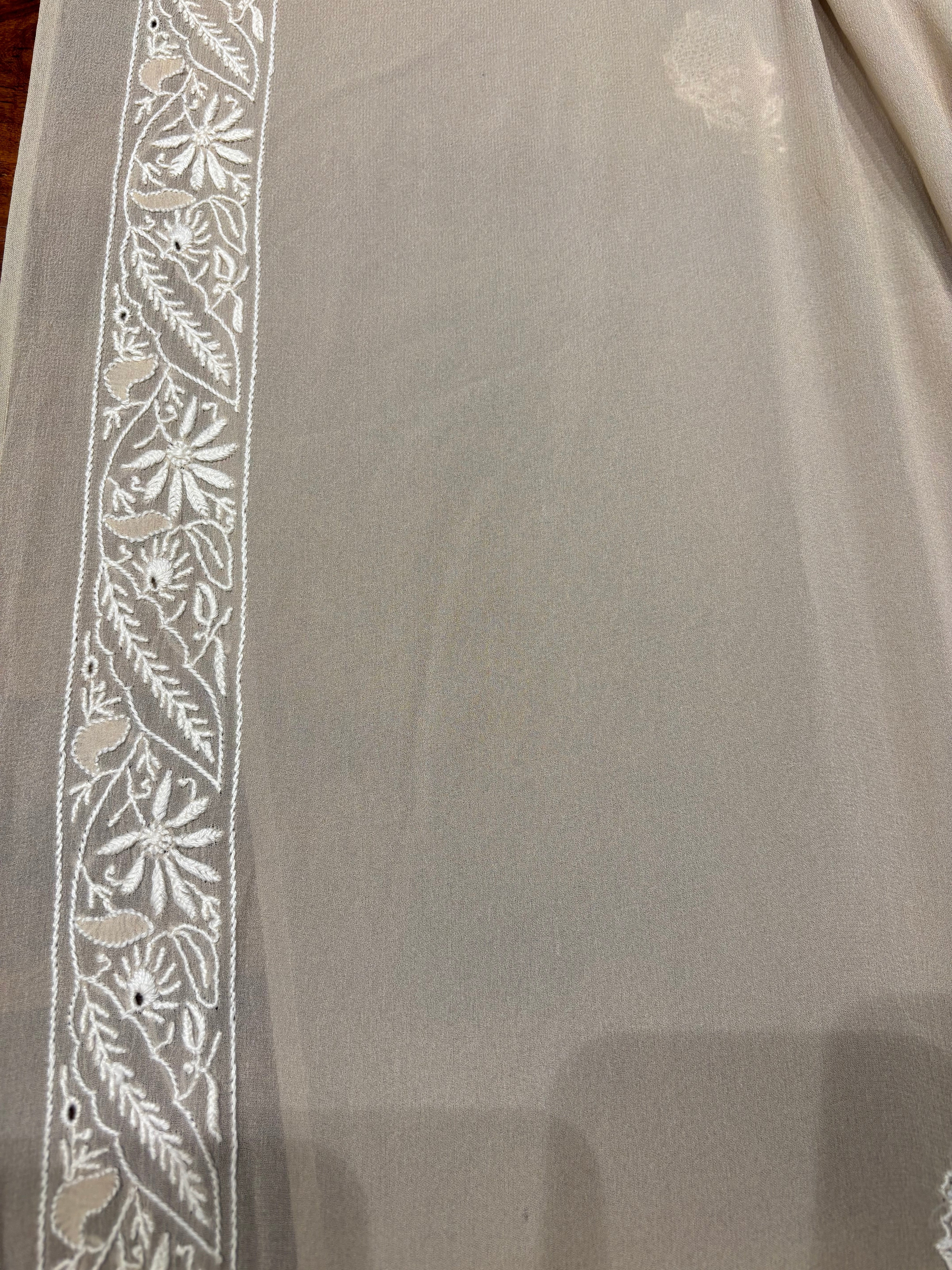 Greige Pure Georgette Chikankari Sherwani