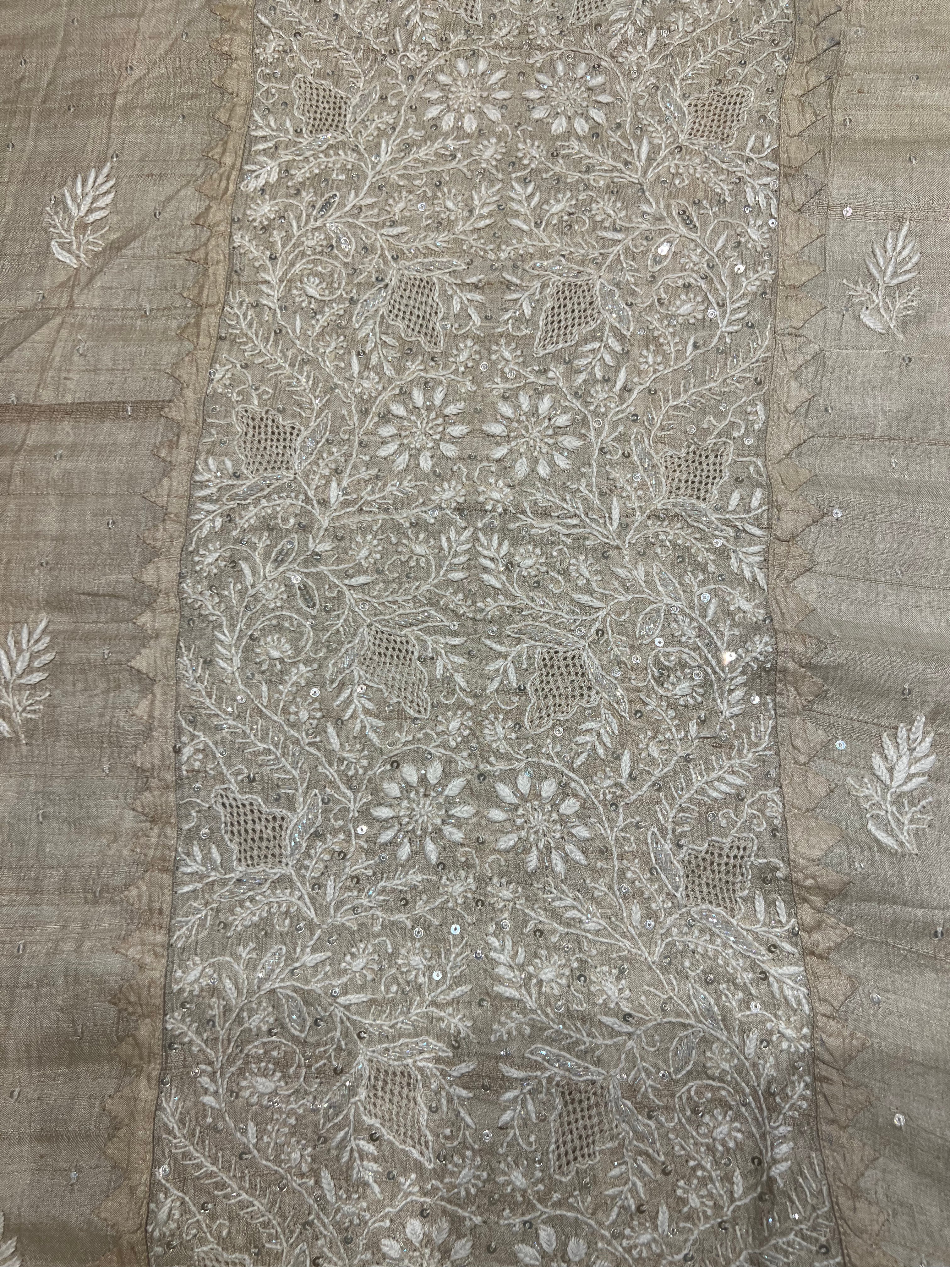 Dyeable Natural Silk Chikankari Kurta and Dupatta