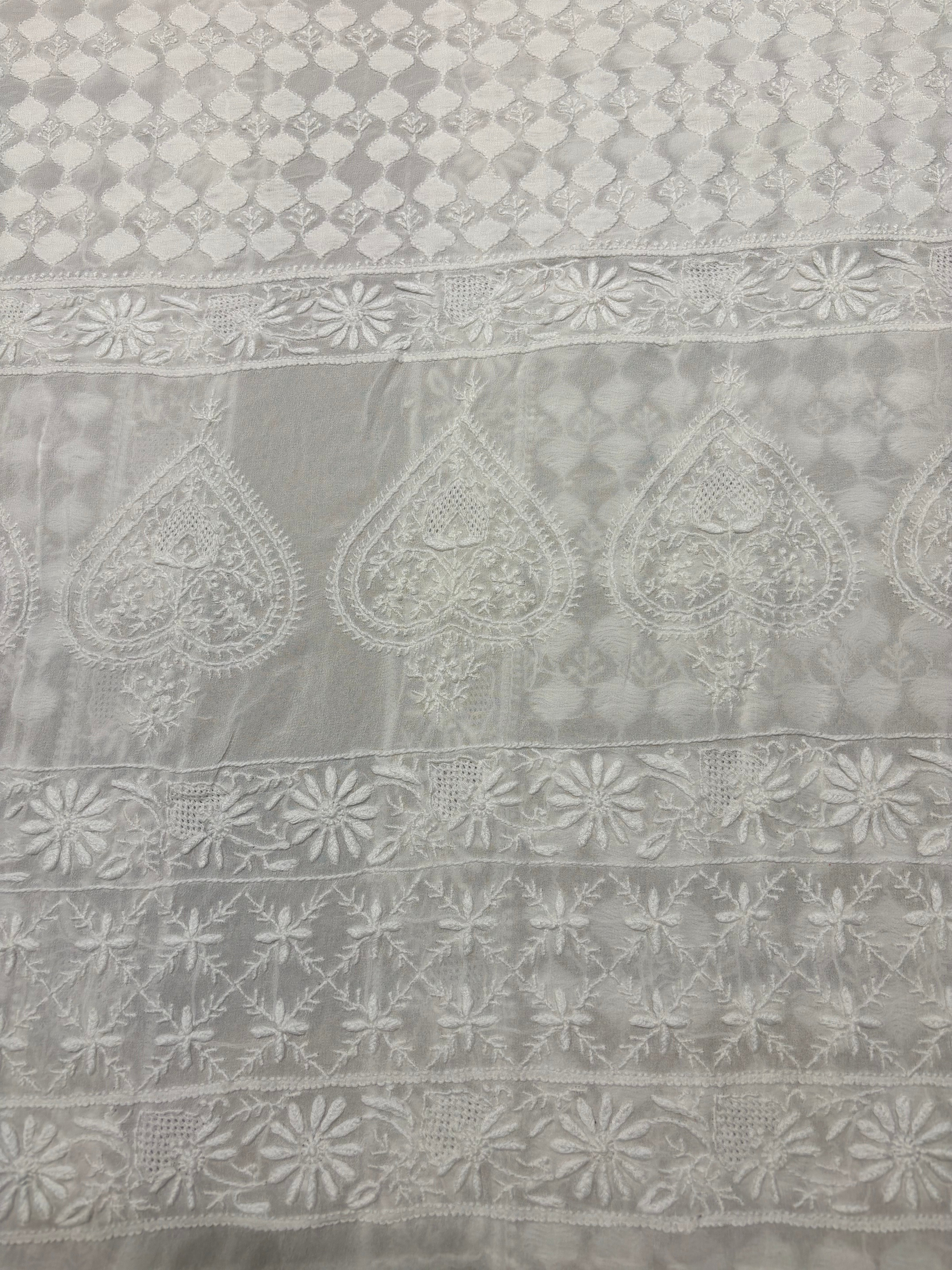 Dyeable Pure Georgette Chikankari Sherwani