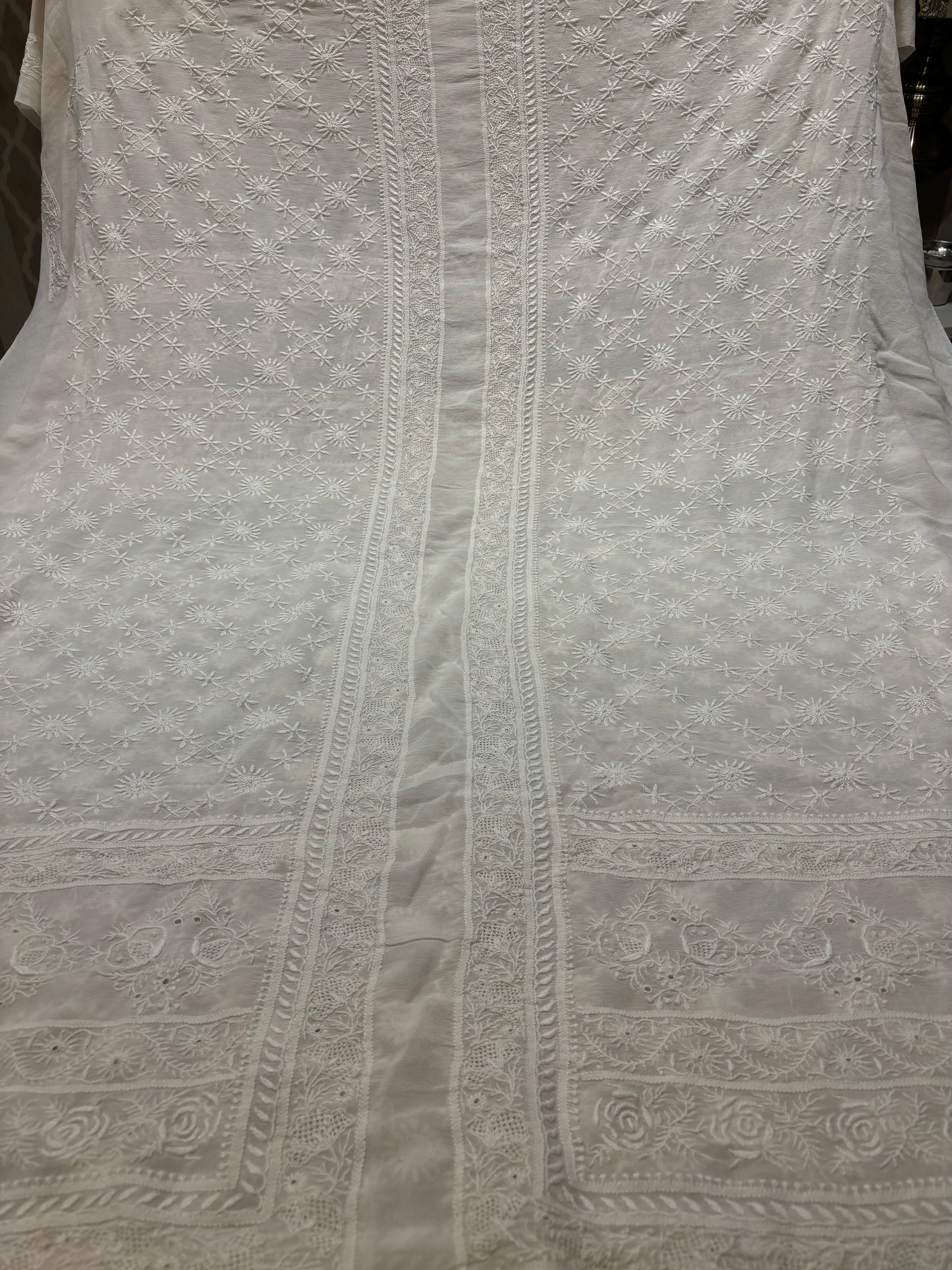 Dyeable Pure Georgette Chikankari Sherwani
