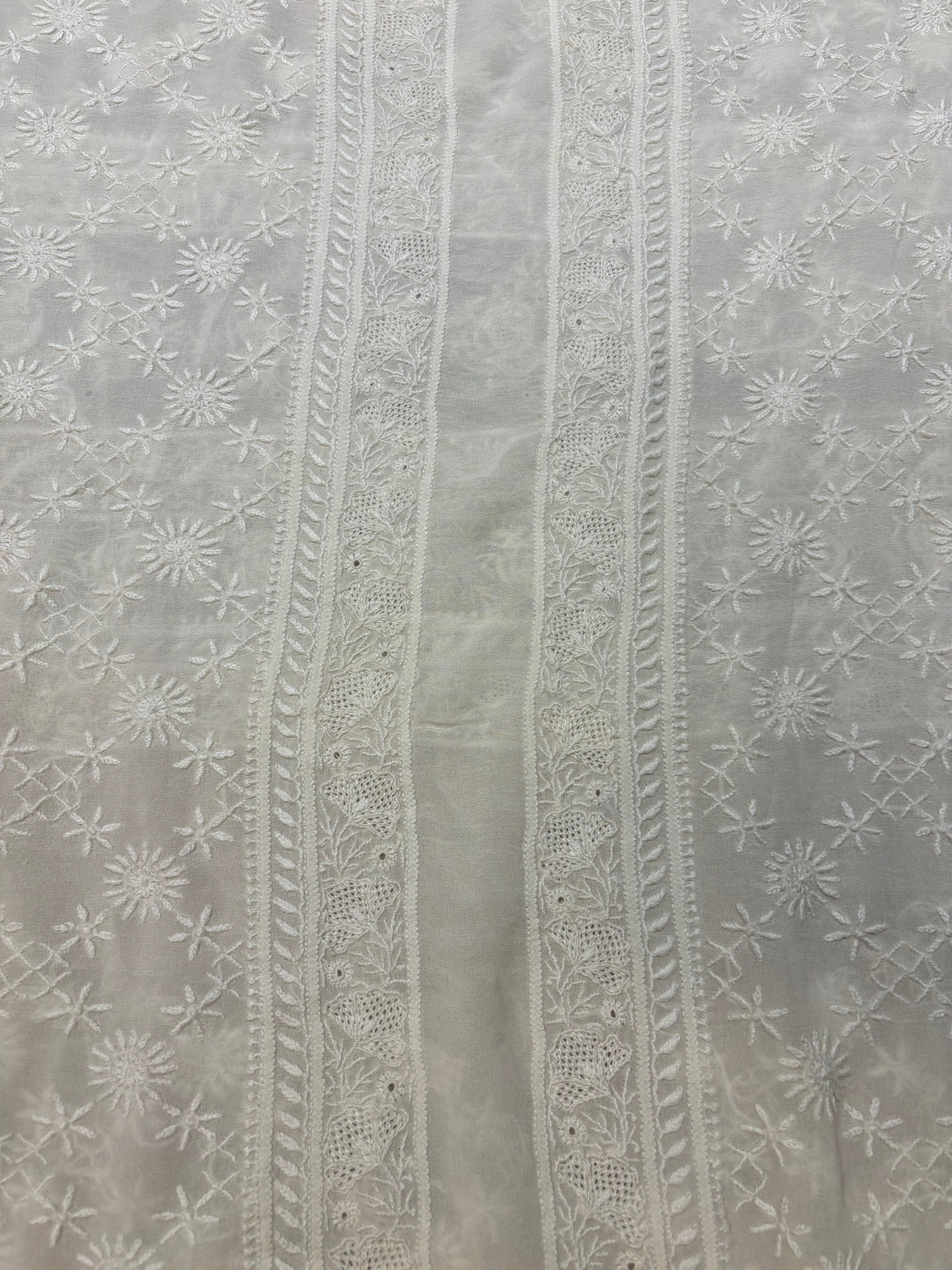 Dyeable Pure Georgette Chikankari Sherwani