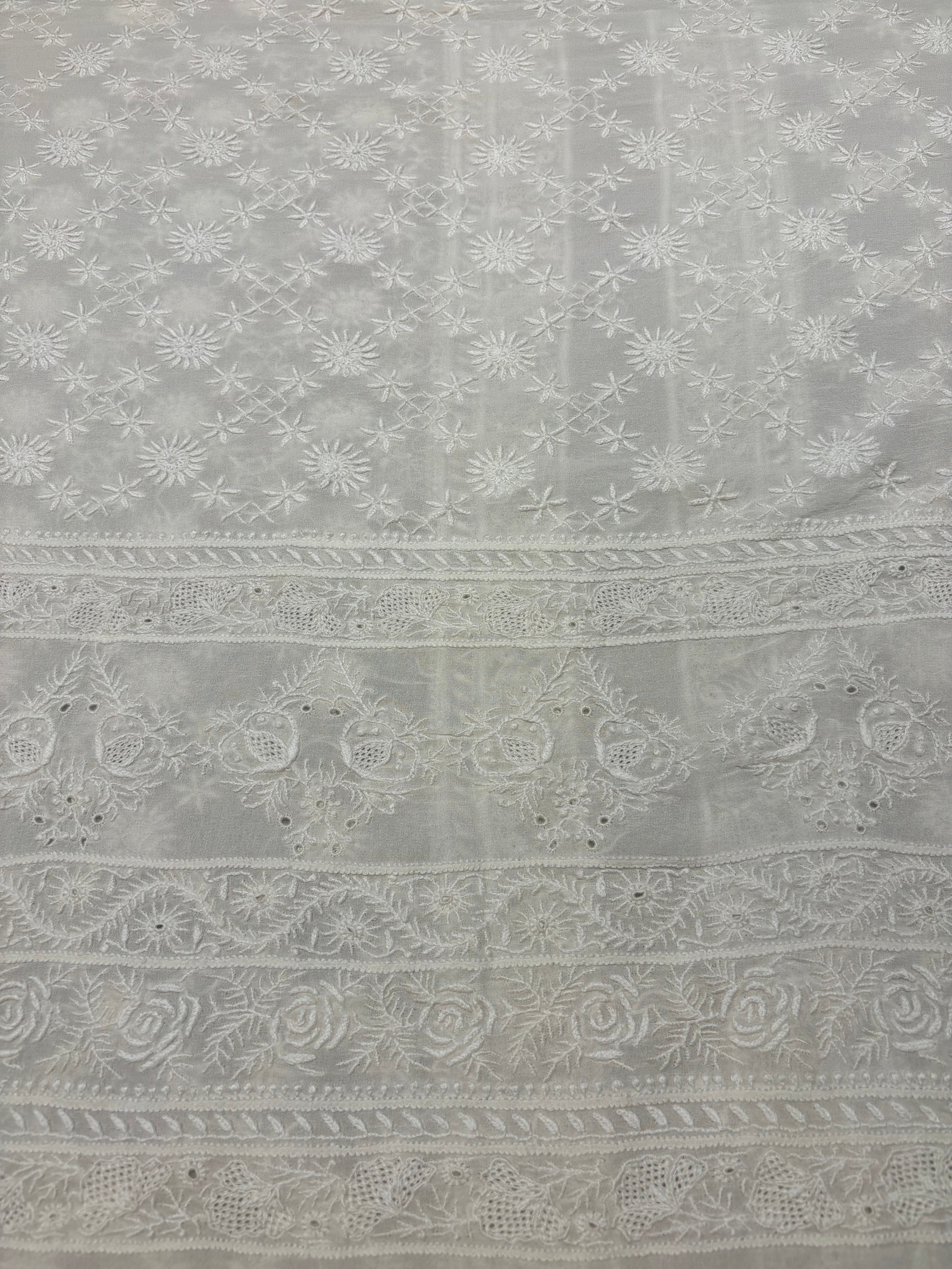 Dyeable Pure Georgette Chikankari Sherwani