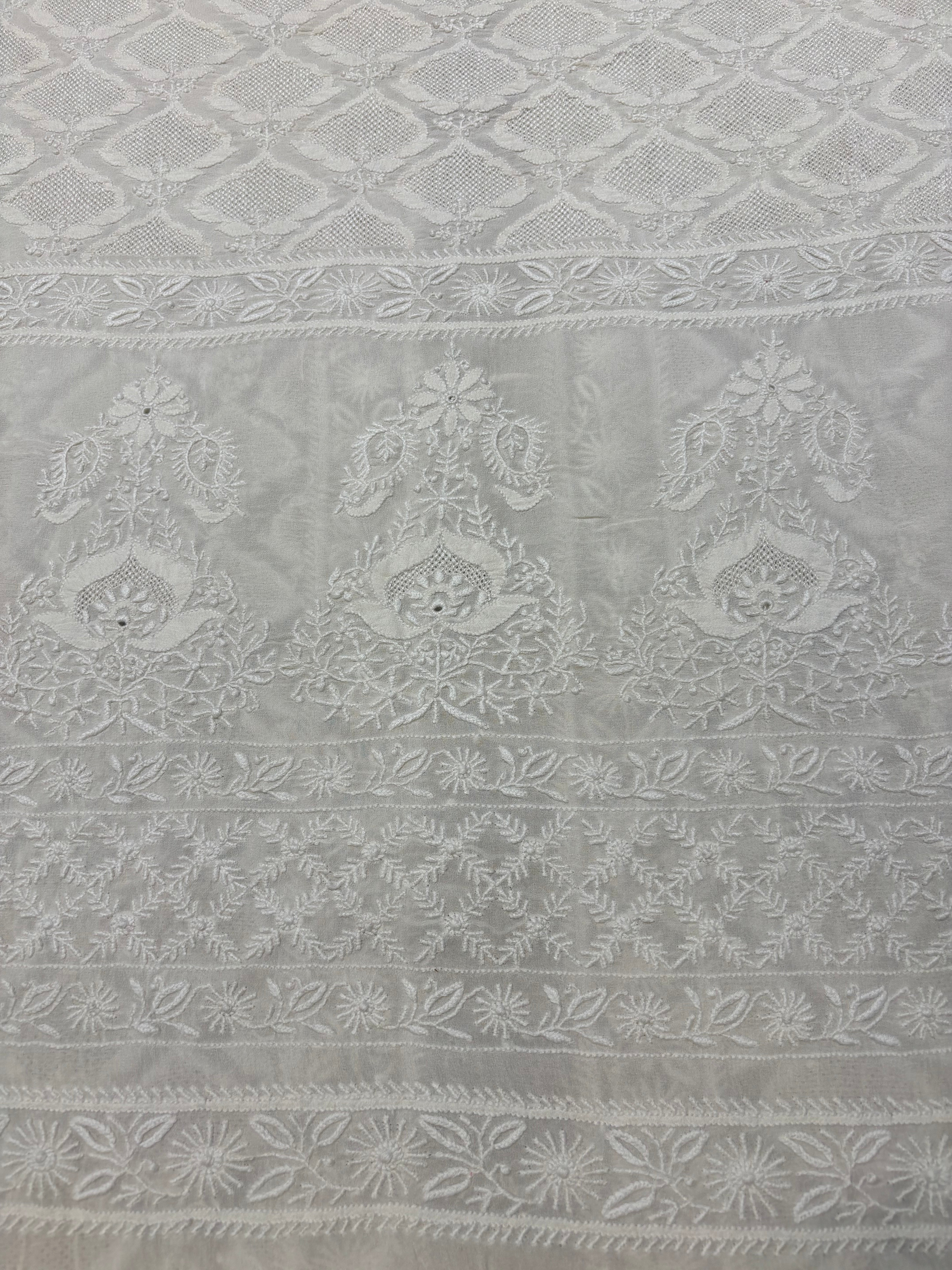 Dyeable Pure Georgette Chikankari Sherwani