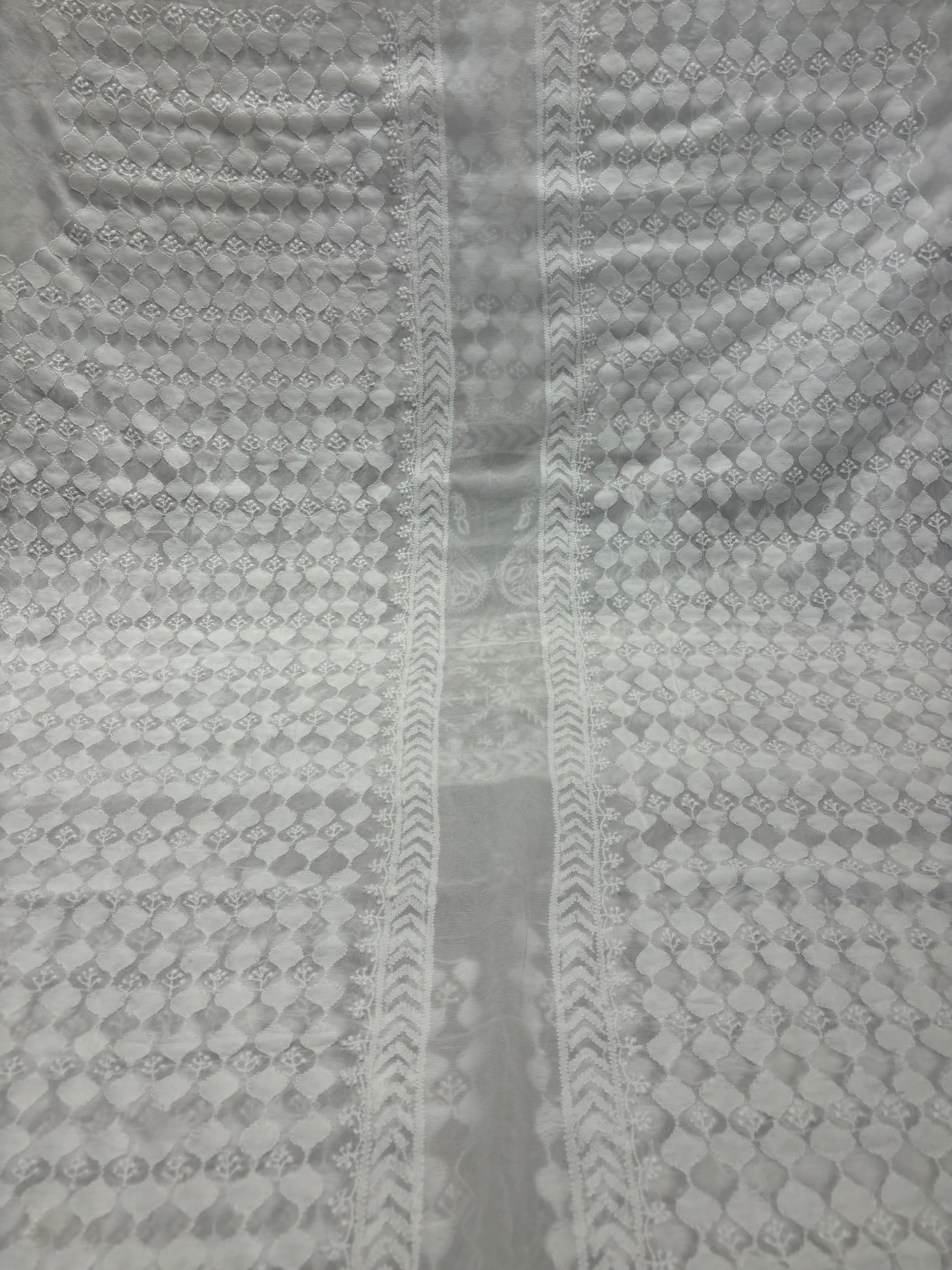 Dyeable Pure Georgette Chikankari Men's Sherwani Fabric