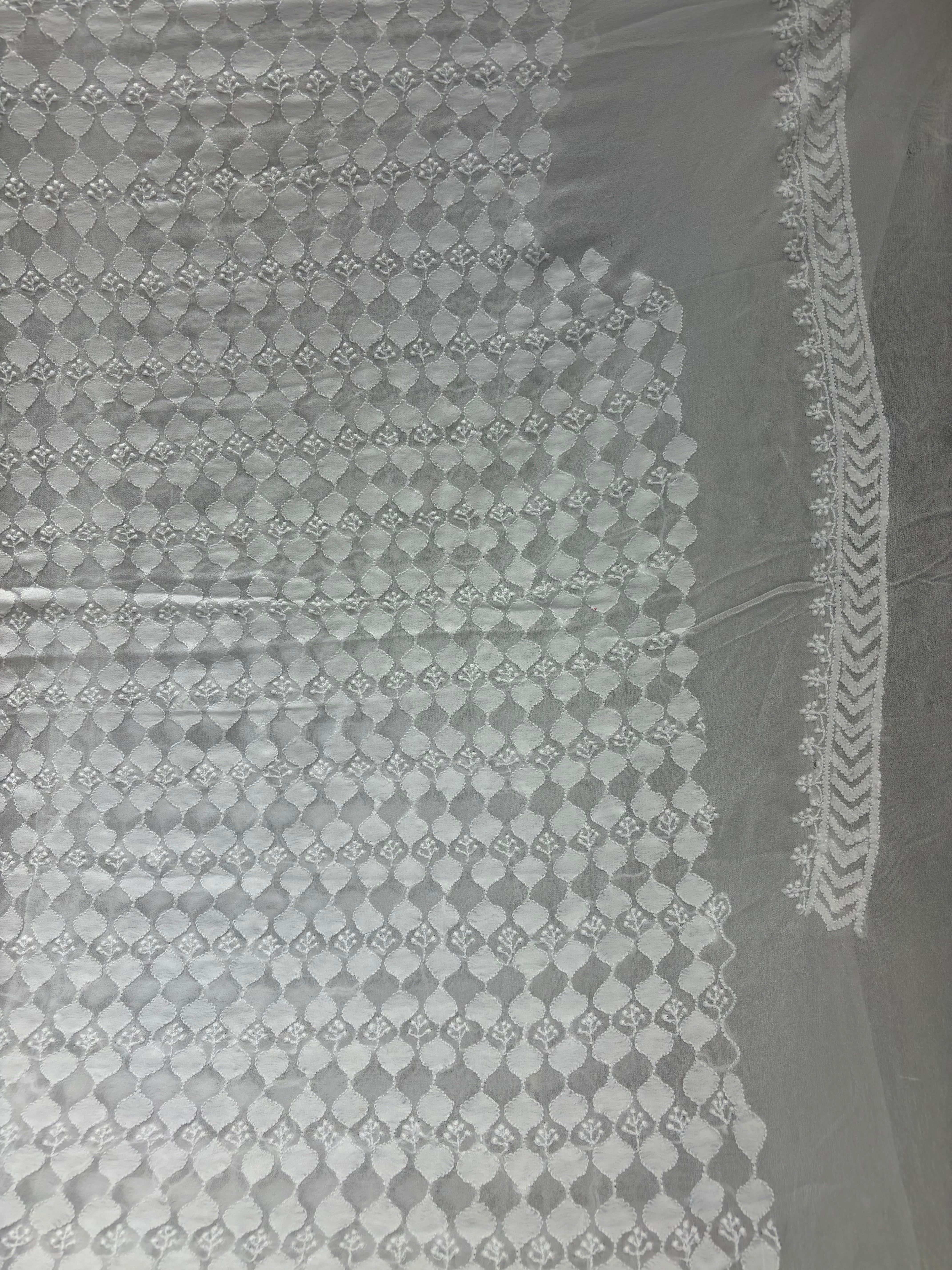 Dyeable Pure Georgette Chikankari Men's Sherwani Fabric