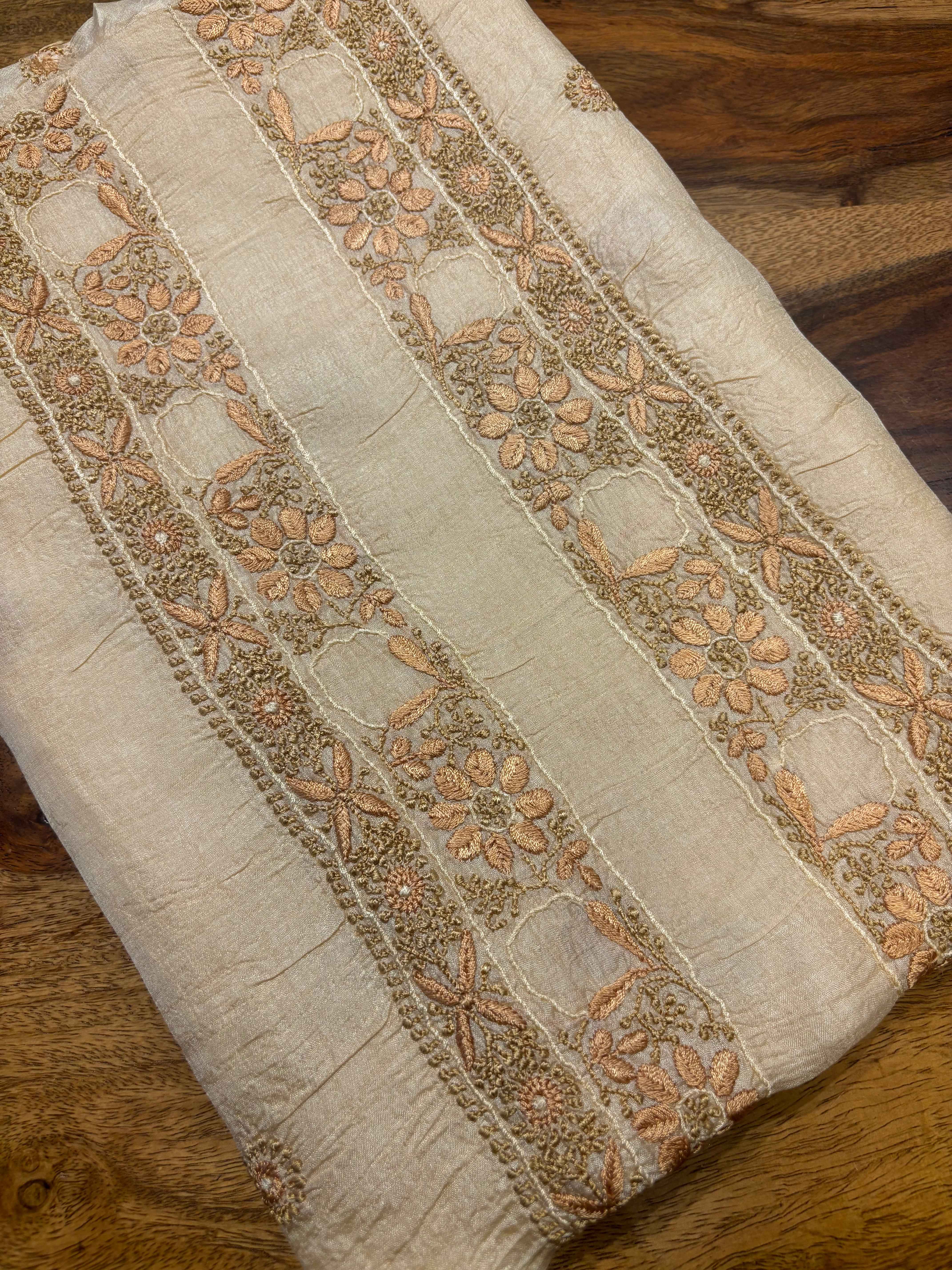 Dyeable Tussar Silk Chikankari Men's Kurta - Pleats PleaseChikankari