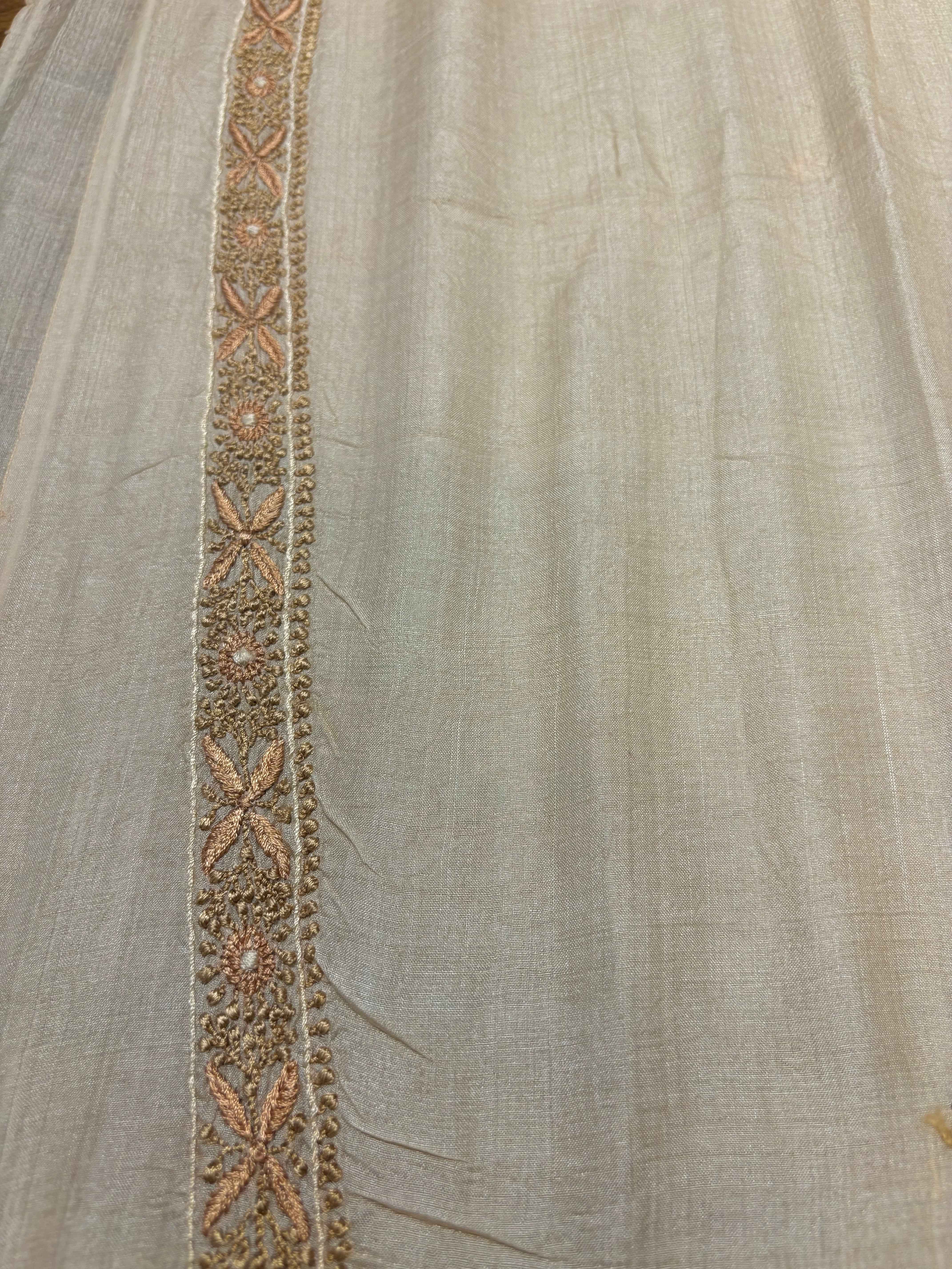 Dyeable Tussar Silk Chikankari Men's Kurta - Pleats PleaseChikankari