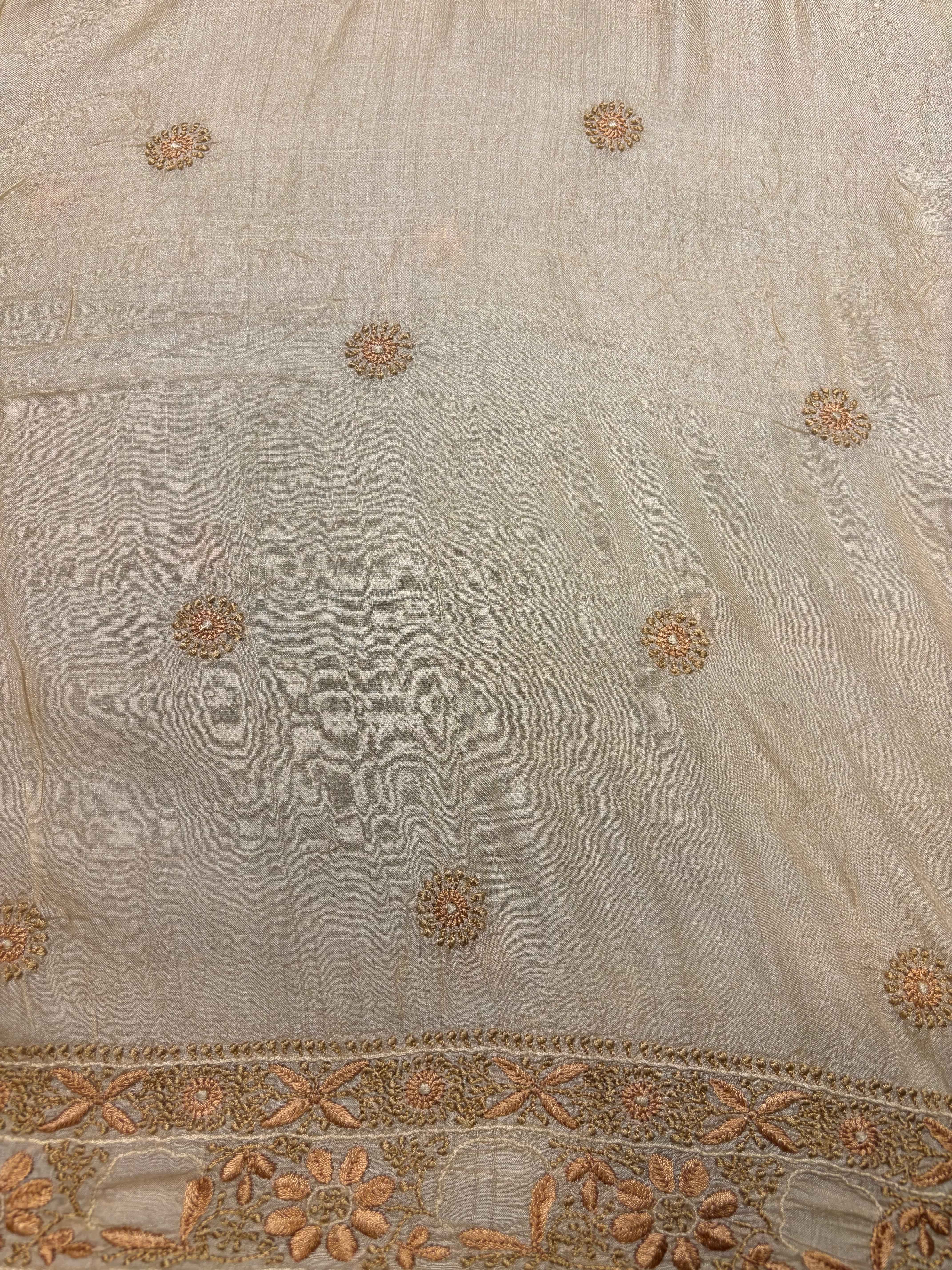Dyeable Tussar Silk Chikankari Men's Kurta - Pleats PleaseChikankari