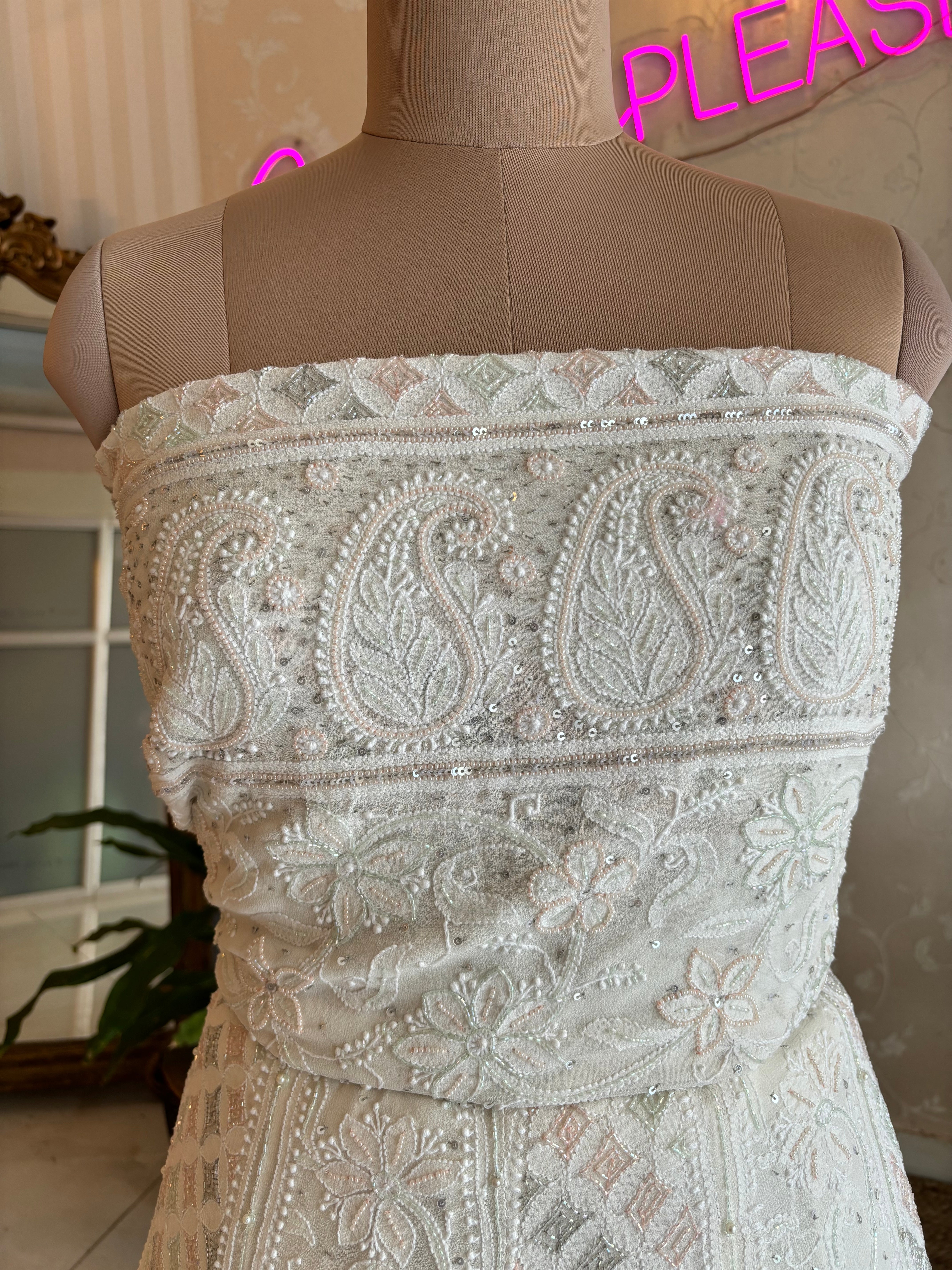Dyeable Pure Georgette Chikankari Lehenga