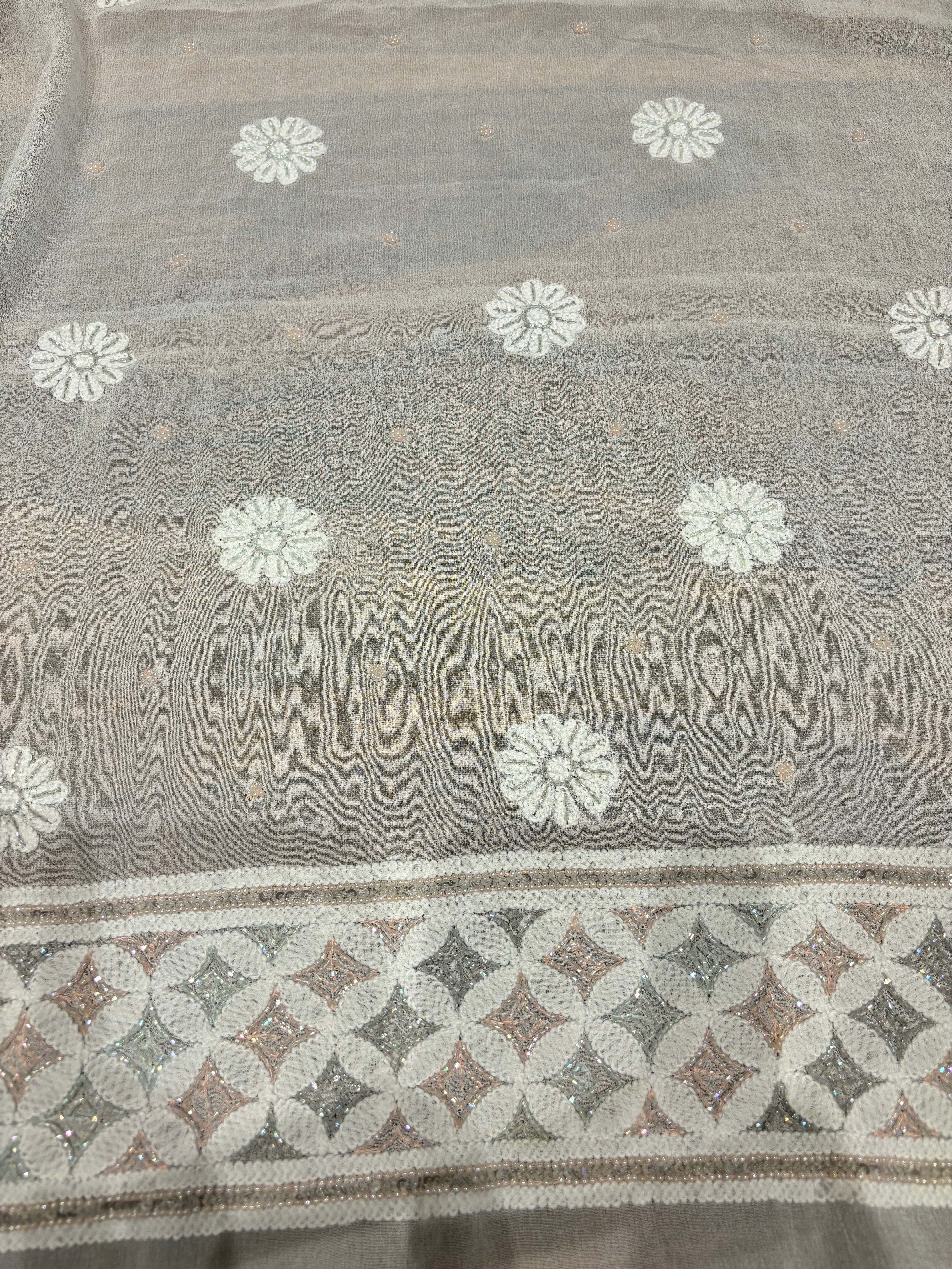 Dyeable Pure Georgette Chikankari Lehenga