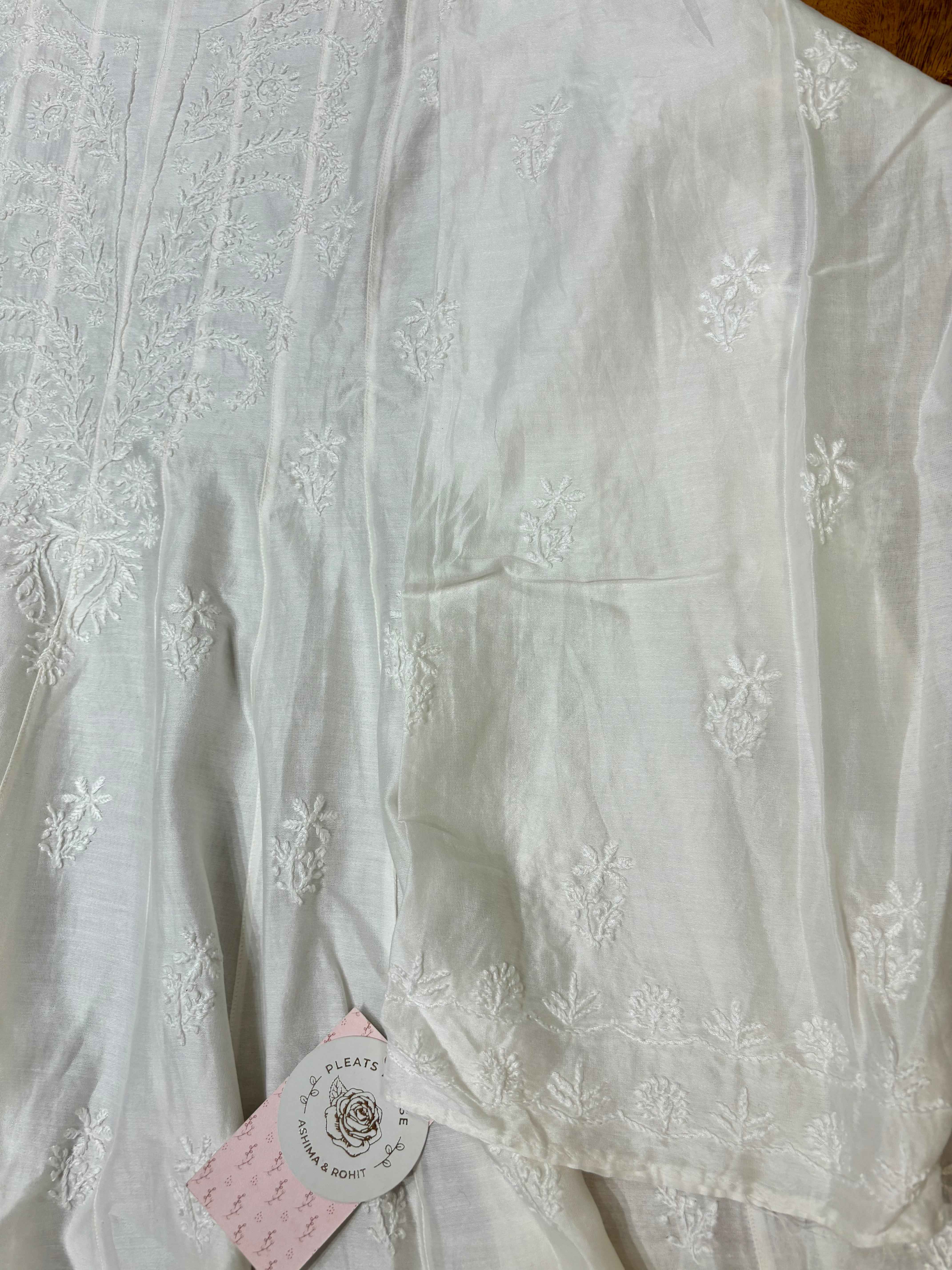 Dyeable Chanderi Silk Chikankari Co-Ord Set - Pleats PleaseChikankari
