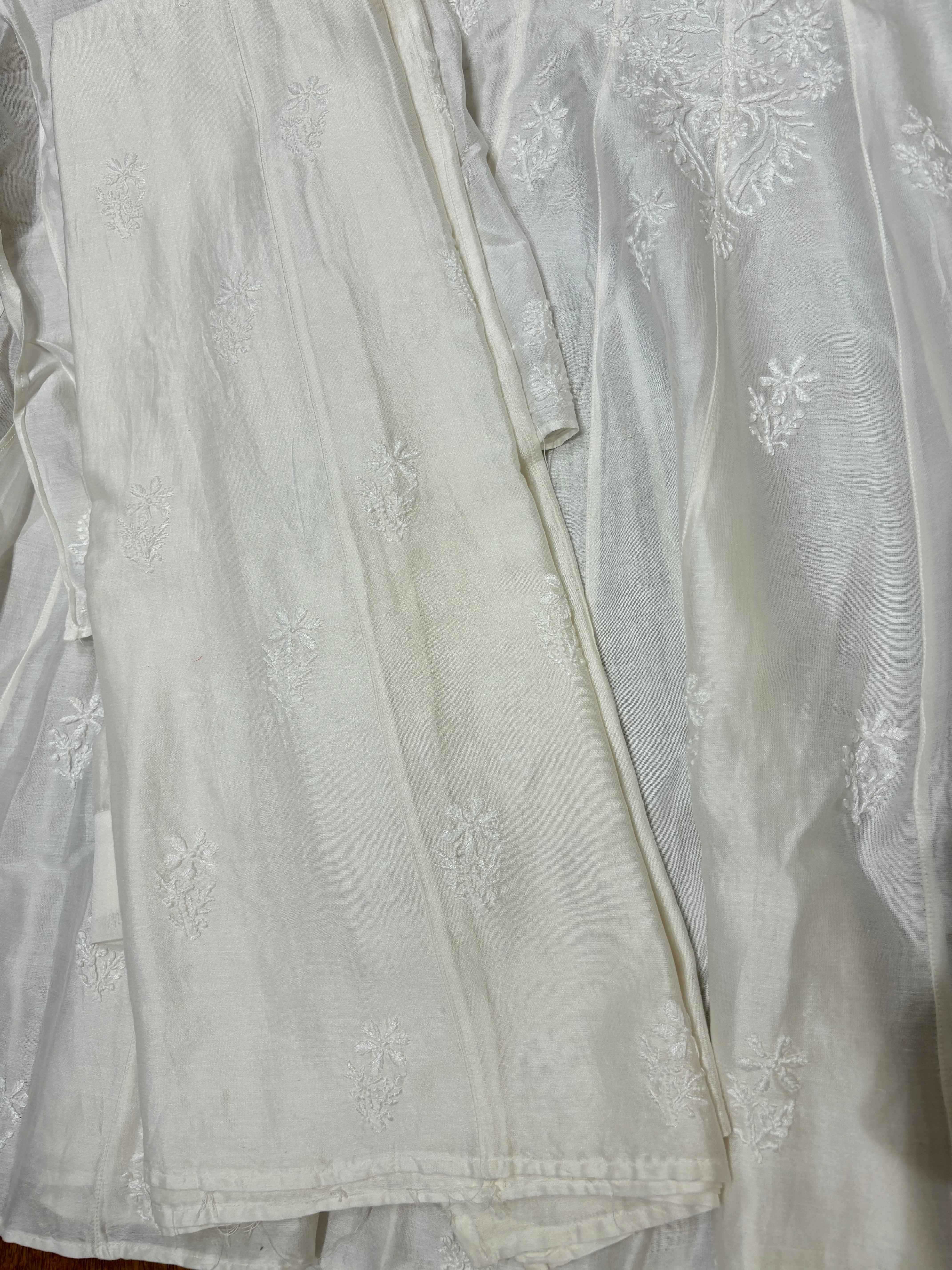 Dyeable Chanderi Silk Chikankari Co-Ord Set - Pleats PleaseChikankari