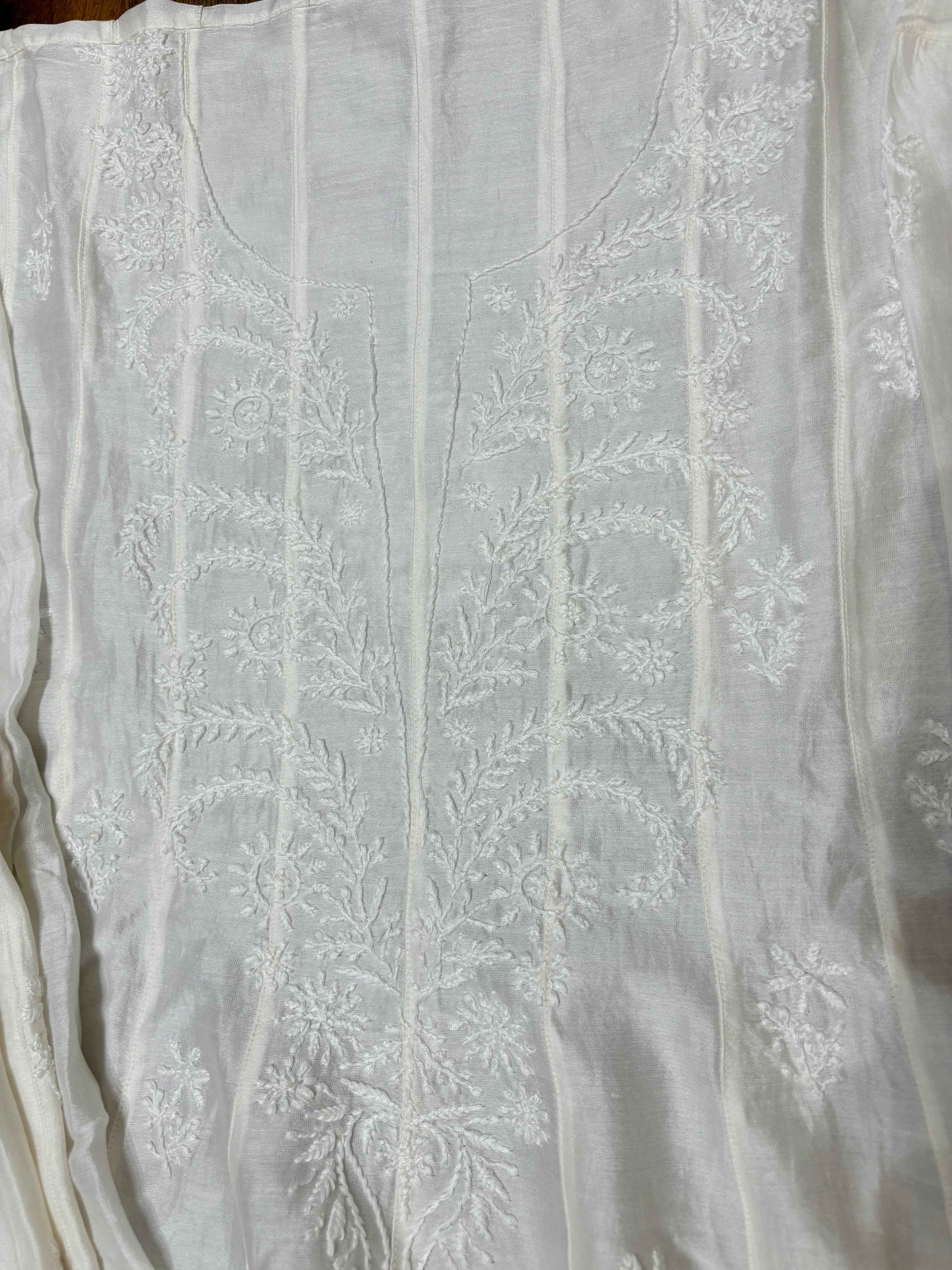 Dyeable Chanderi Silk Chikankari Co-Ord Set - Pleats PleaseChikankari