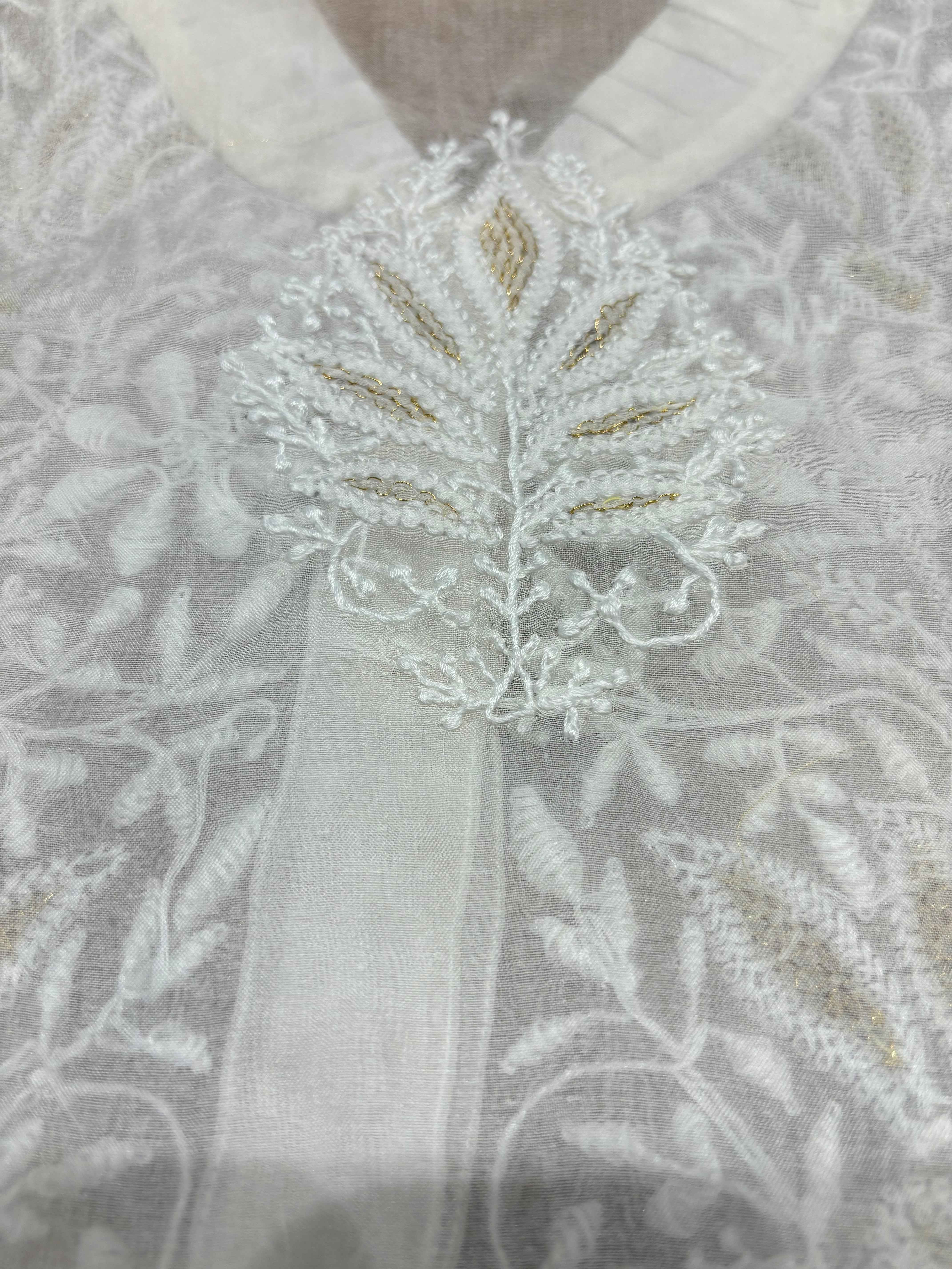 Dyeable Organza Silk Chikankari Shirt - Pleats PleaseChikankari