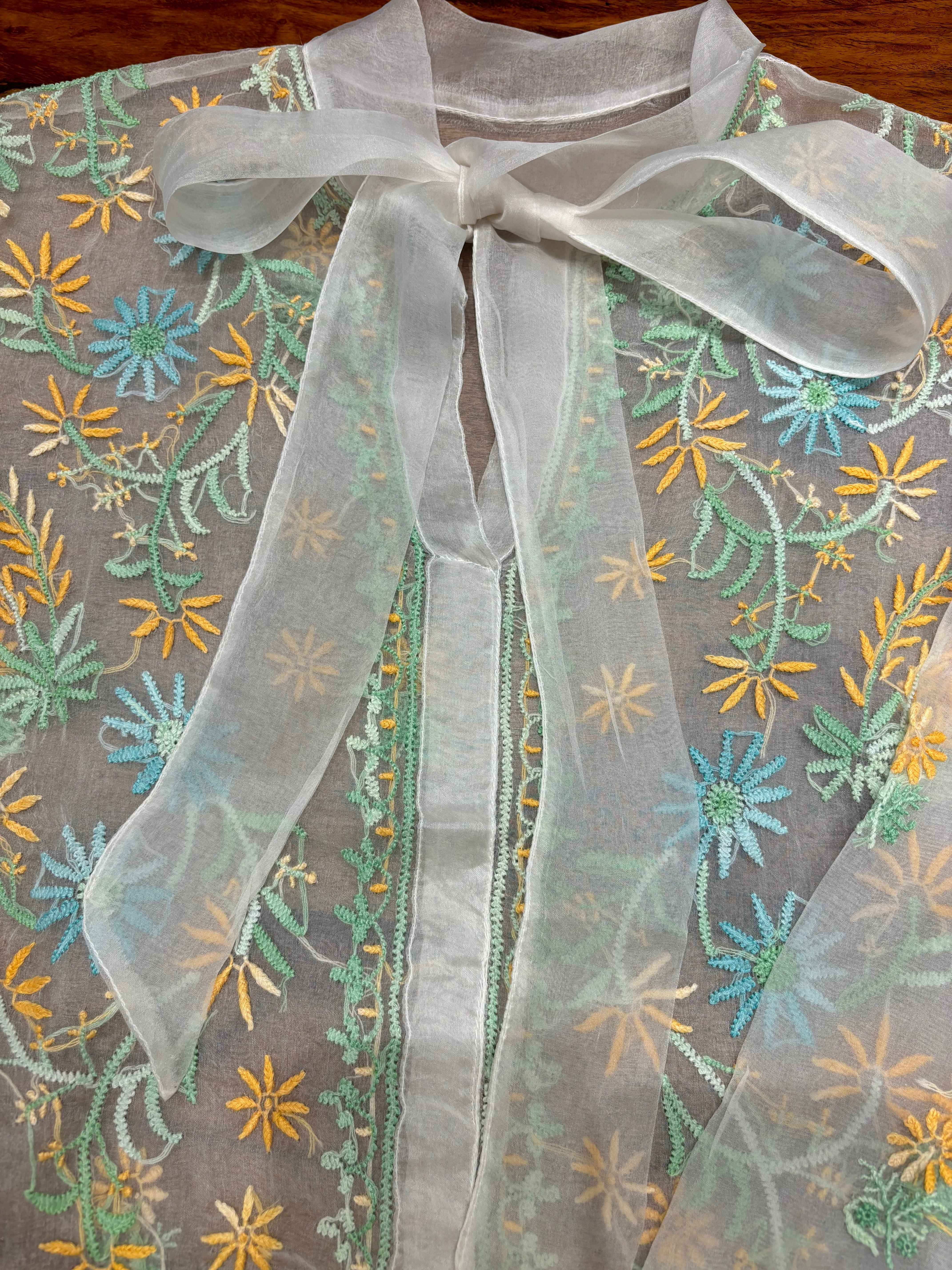 Dyeable Organza Silk Chikankari Shirt - Pleats PleaseChikankari