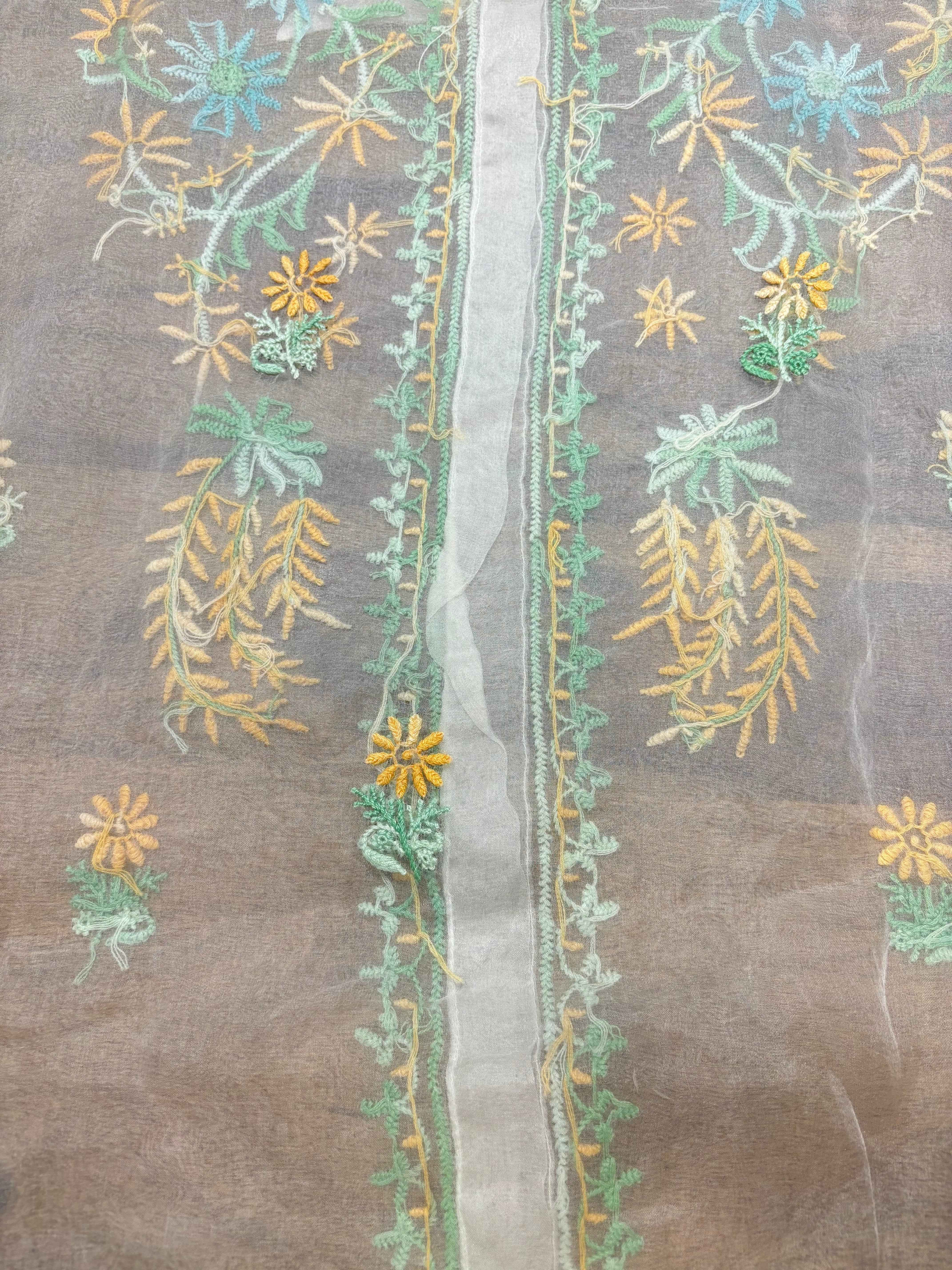 Dyeable Organza Silk Chikankari Shirt - Pleats PleaseChikankari