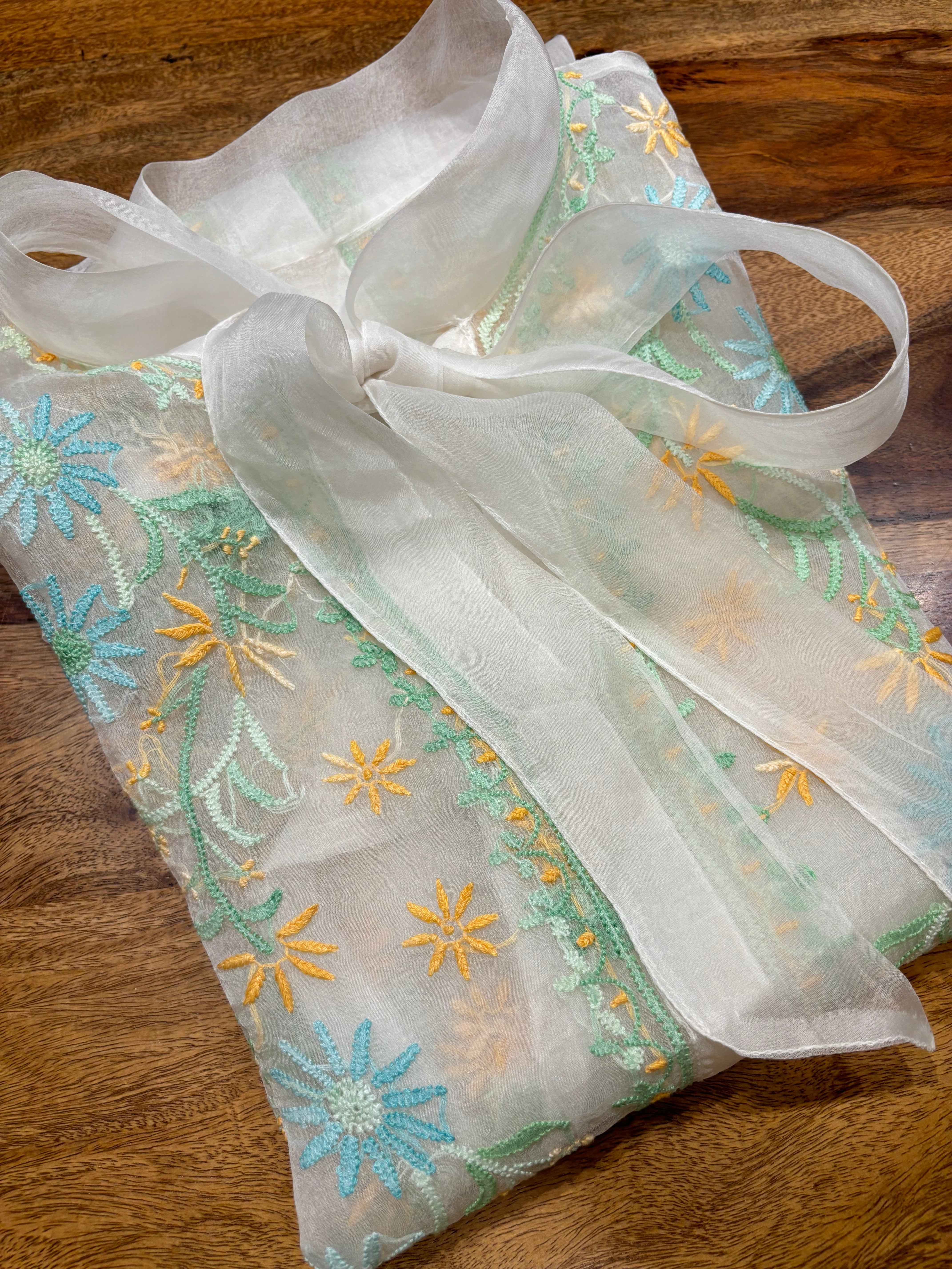 Dyeable Organza Silk Chikankari Shirt - Pleats PleaseChikankari