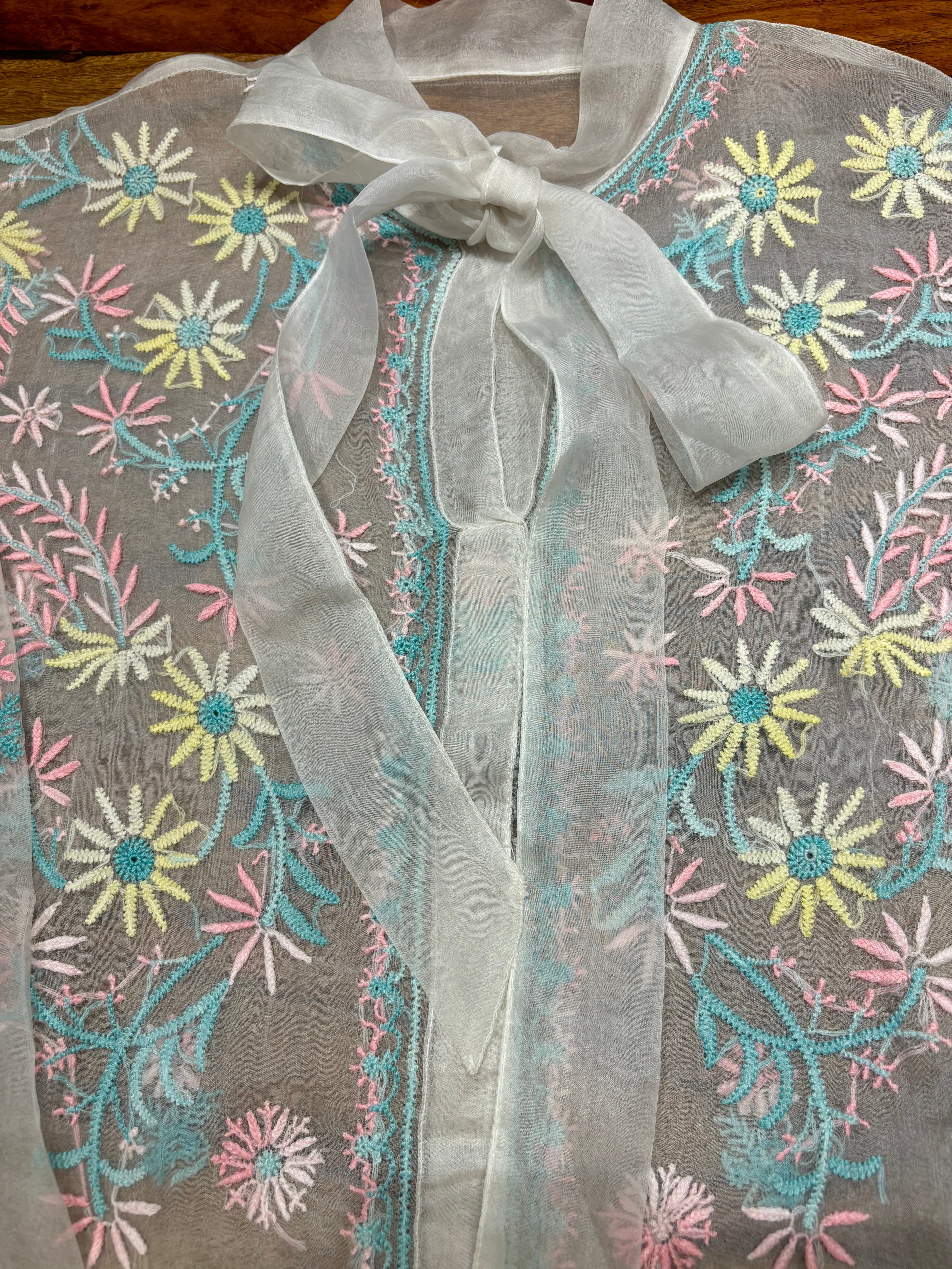 Dyeable Organza Silk Chikankari Shirt