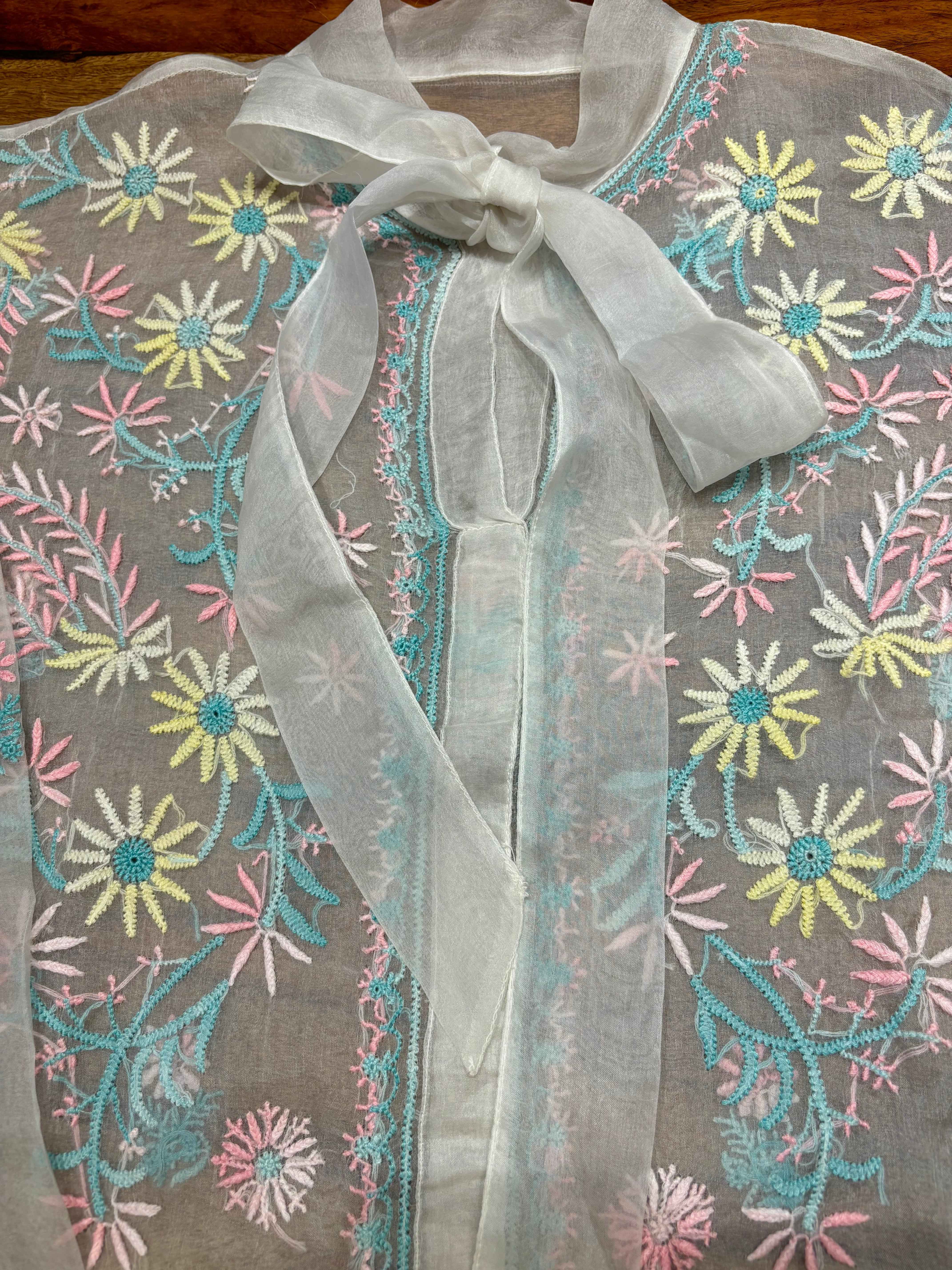 Dyeable Organza Silk Chikankari Shirt - Pleats PleaseChikankari