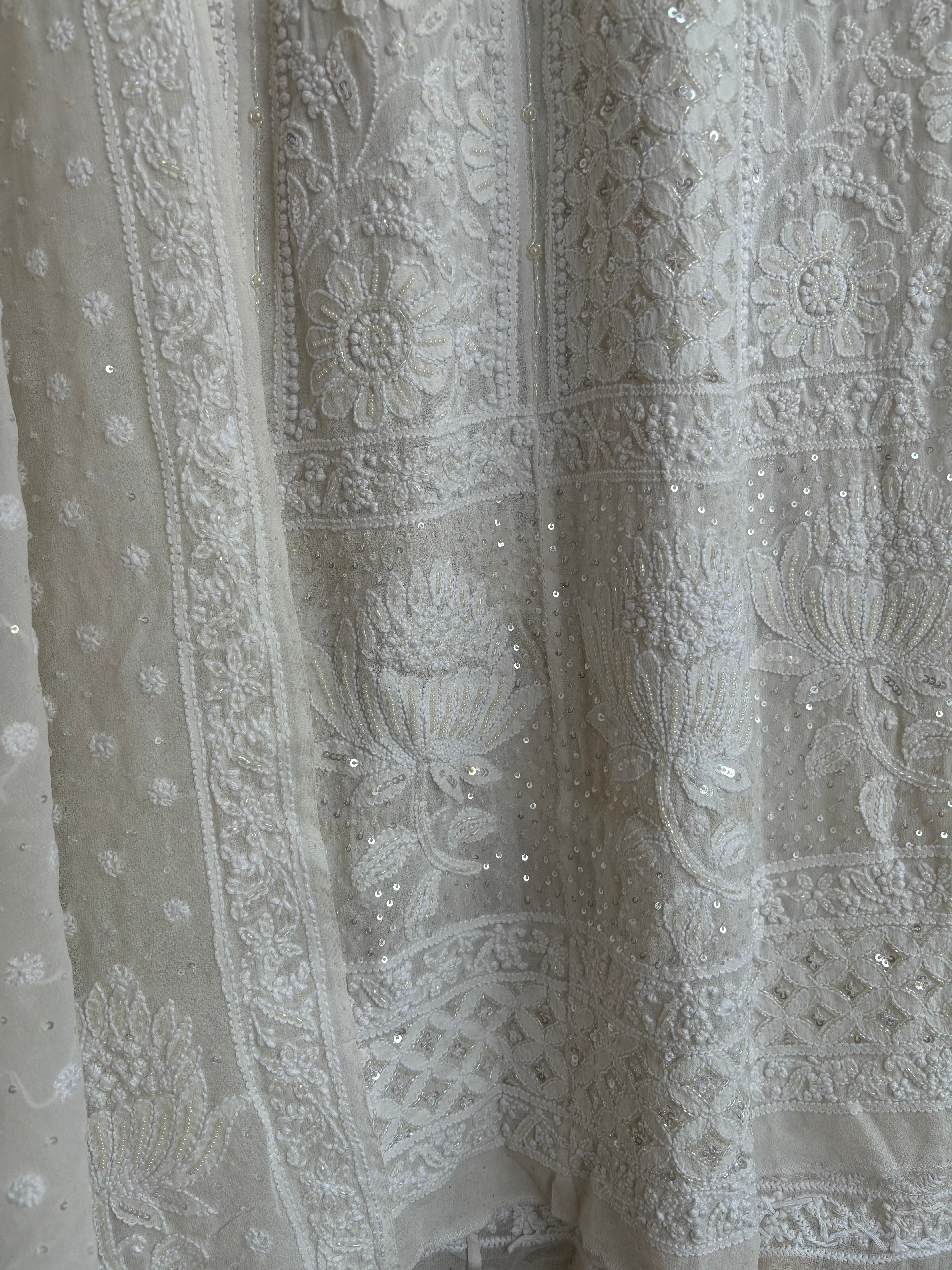Dyeable Pure Georgette Chikankari Anarkali and Dupatta