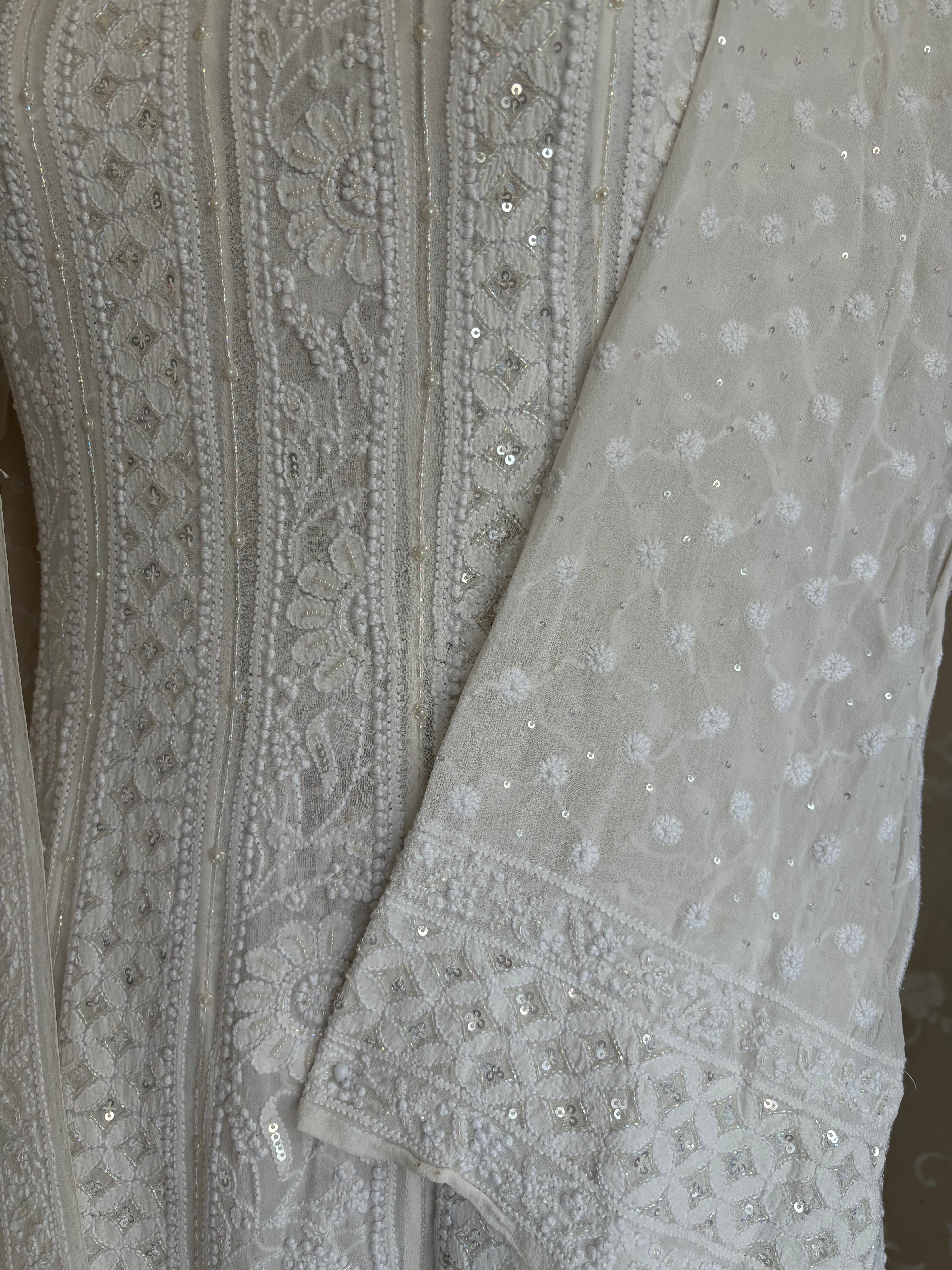 Dyeable Pure Georgette Chikankari Anarkali and Dupatta