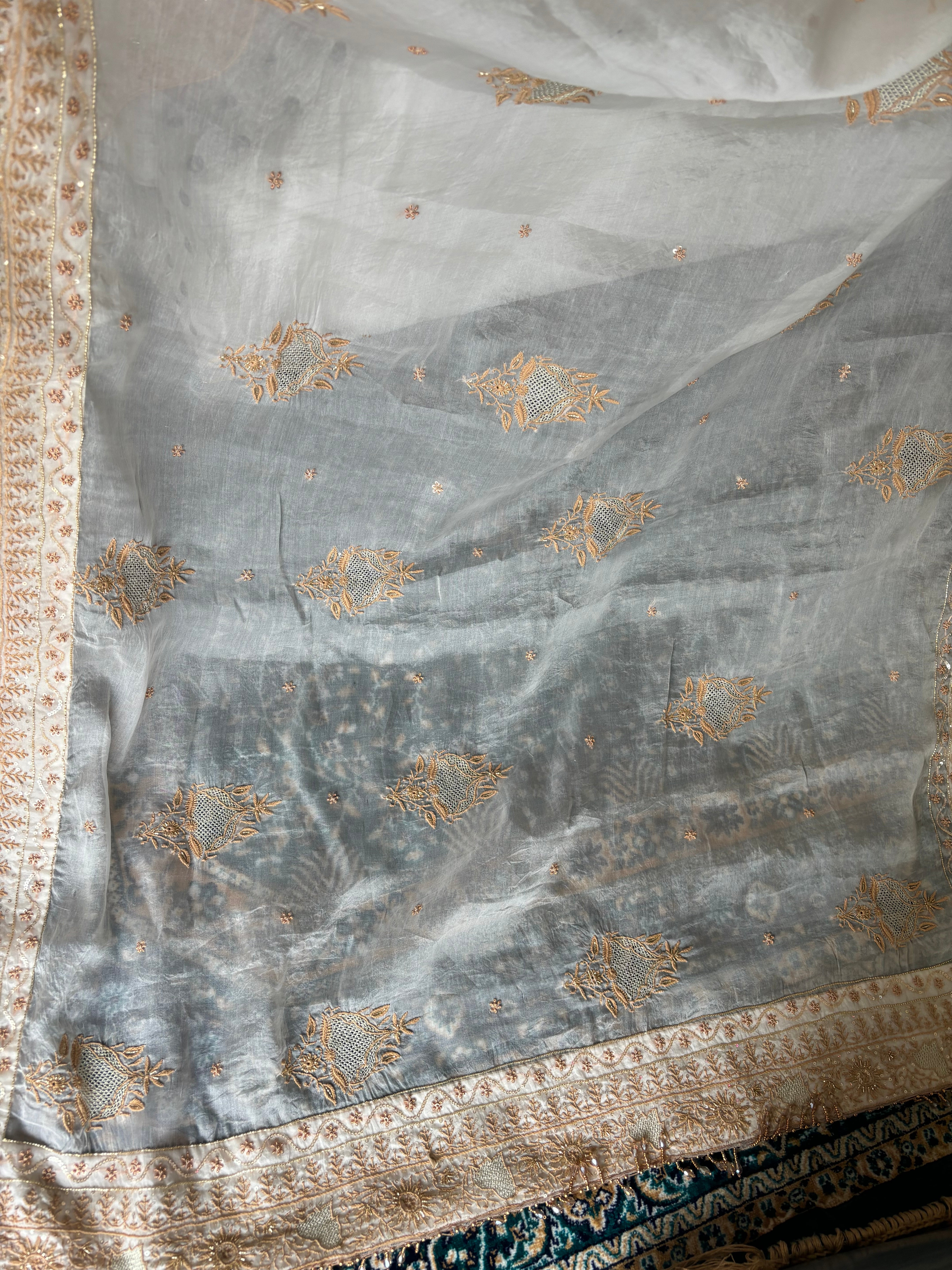 Dyeable Organza Silk Chikankari Saree