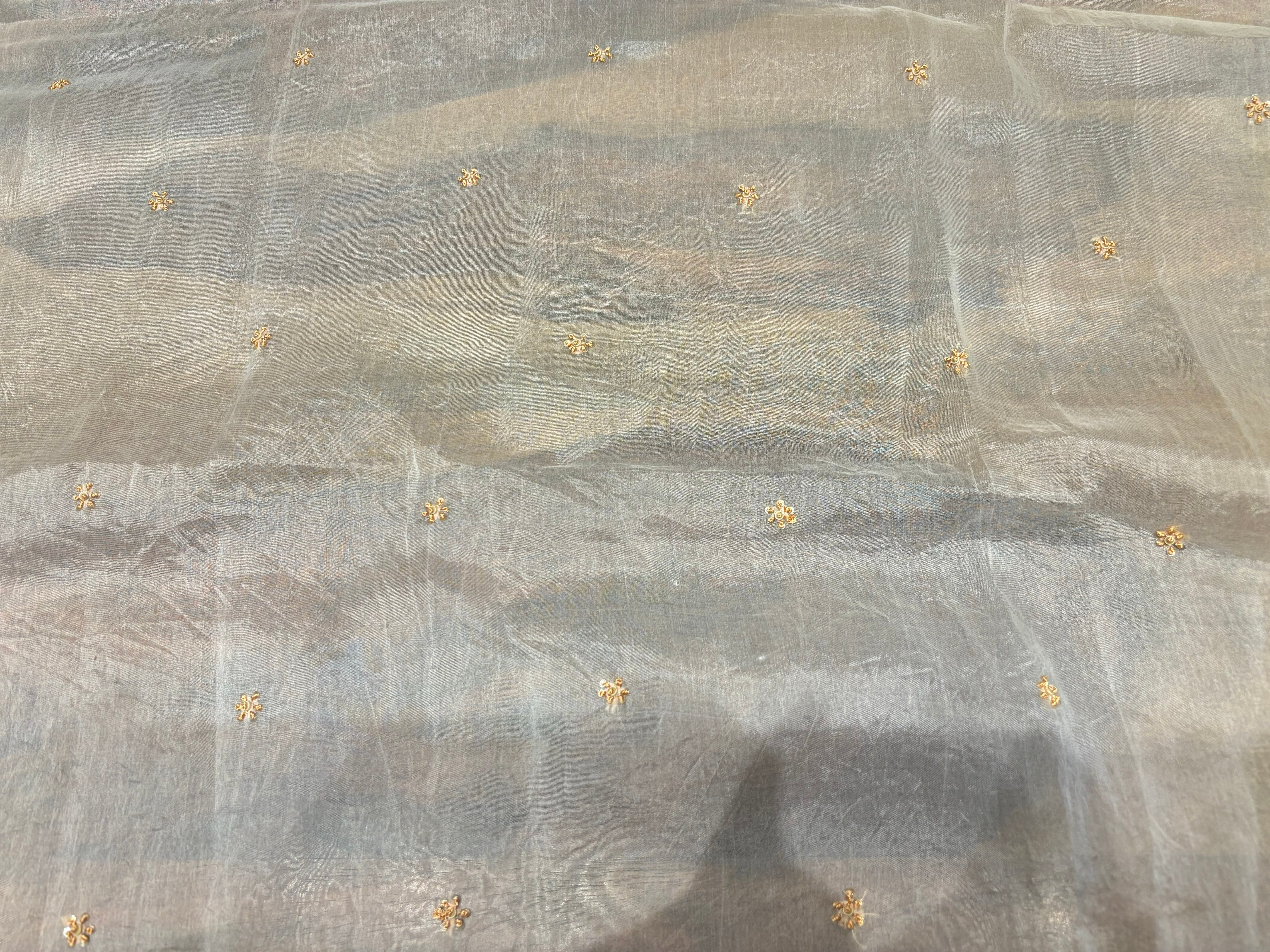Dyeable Organza Silk Chikankari Saree