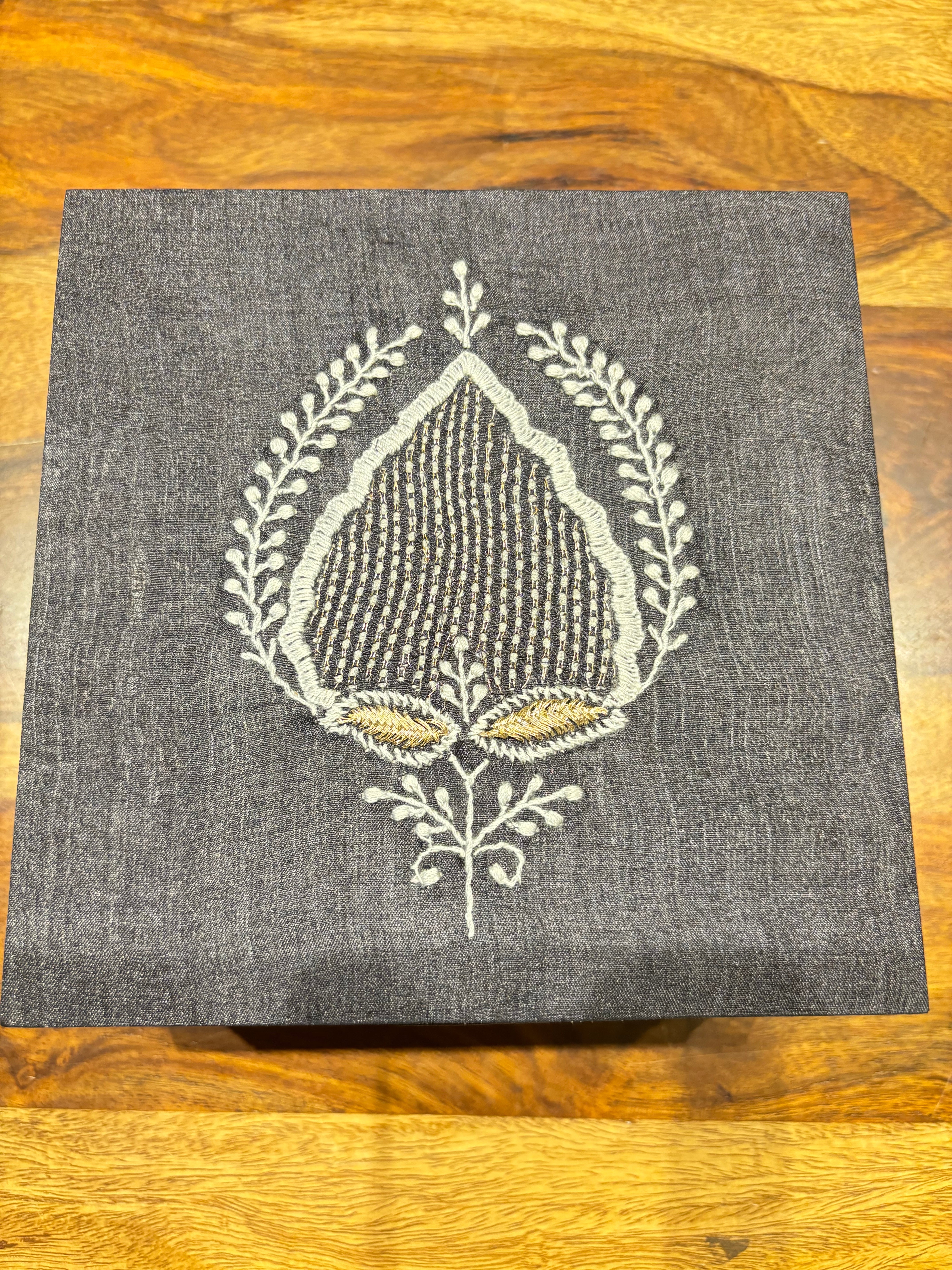 Black Chikankari Jewelry Box