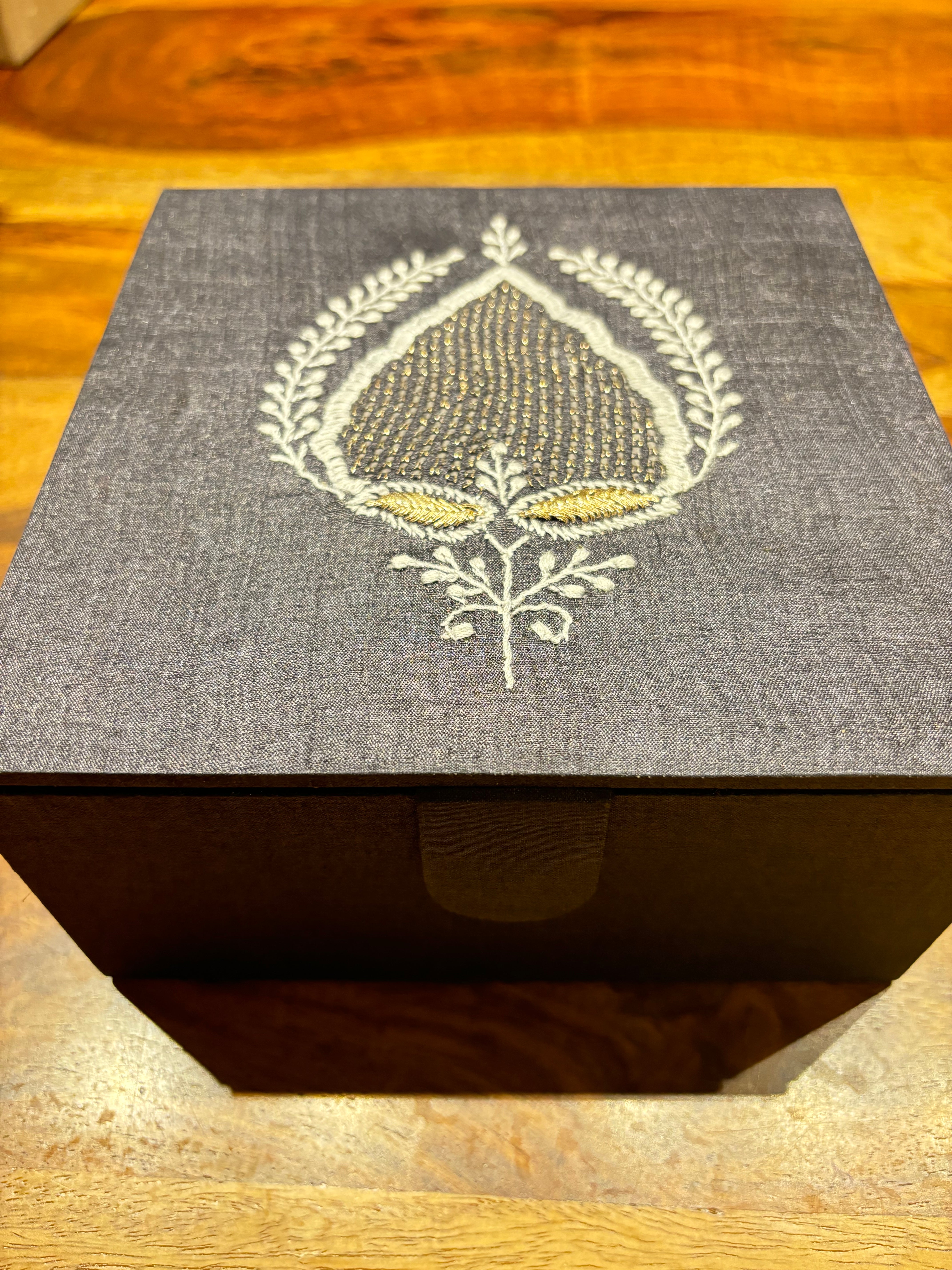 Black Chikankari Jewelry Box