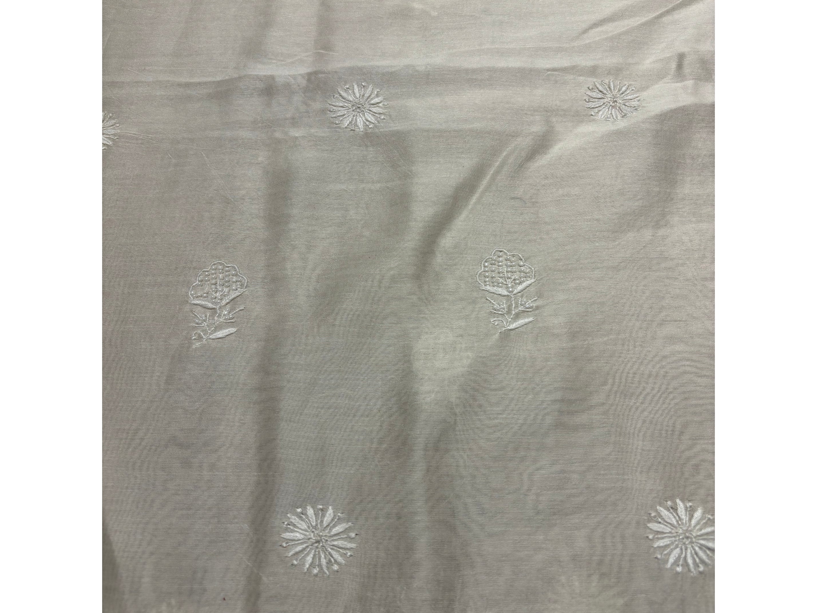 Dyeable Chanderi Silk Chikankari Men's Kurta Fabric