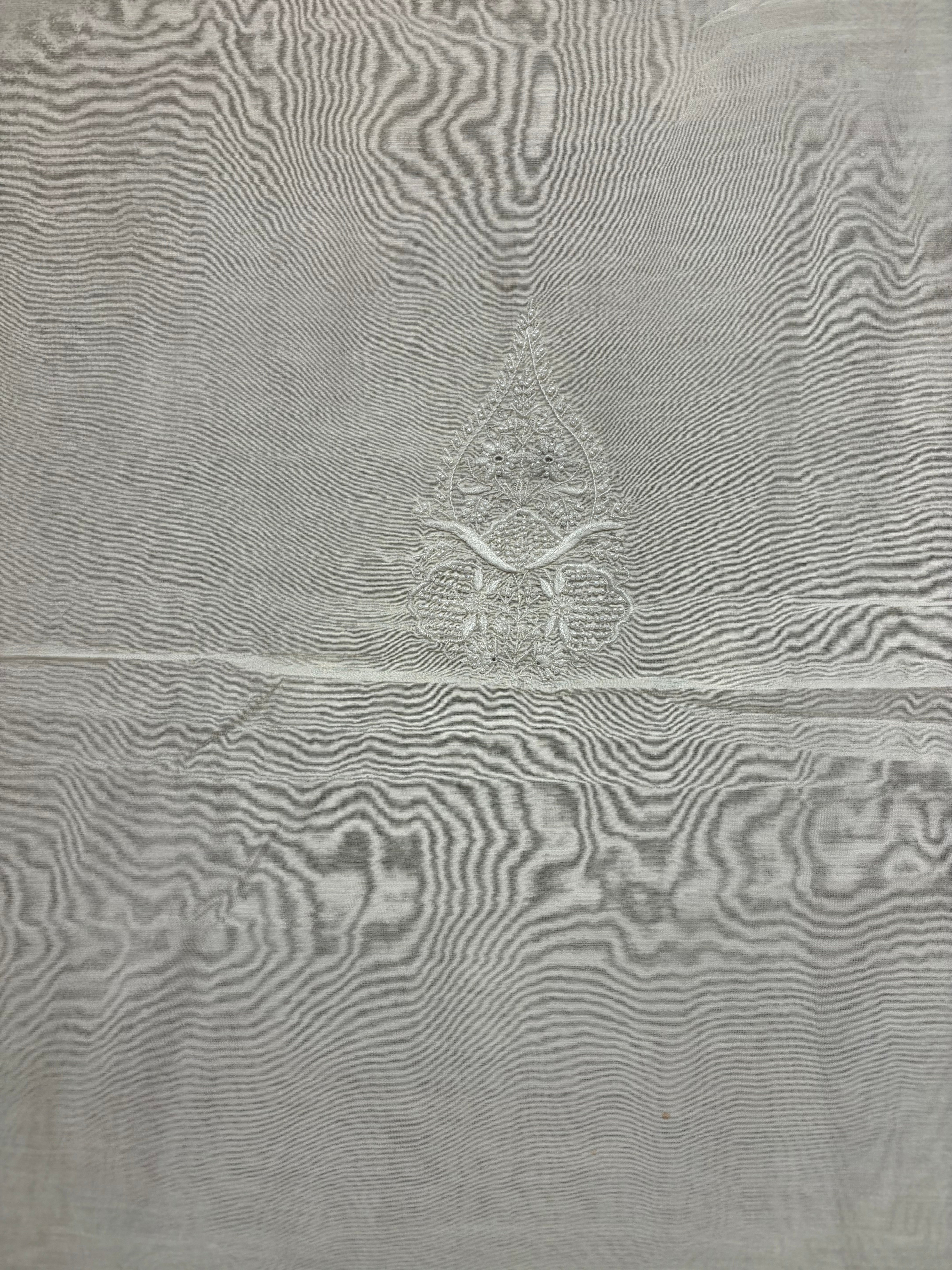 Dyeable Chanderi Silk Chikankari Men's Kurta Fabric