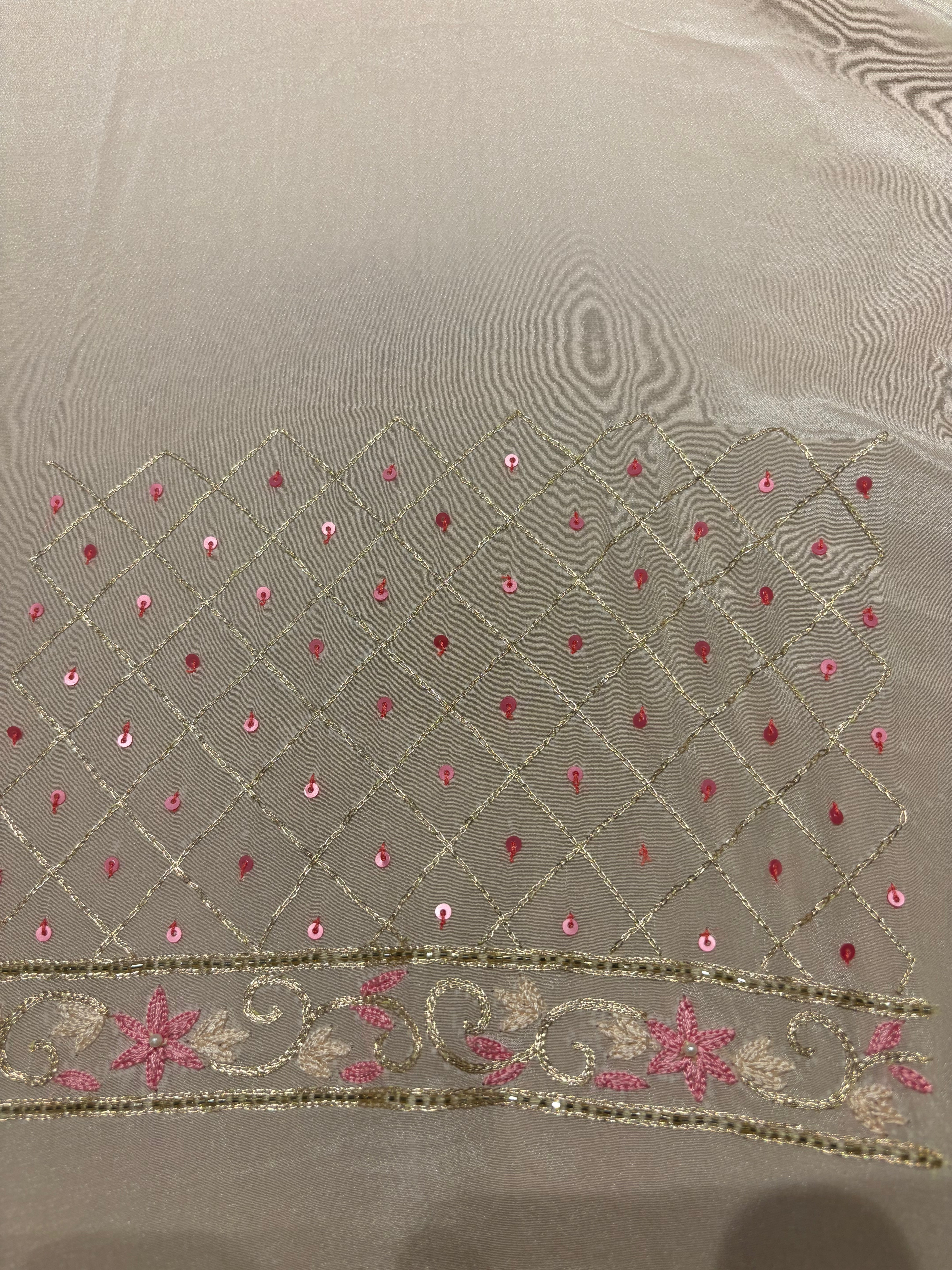 Golden Crepe Chikankari Kurta And Dupatta Set