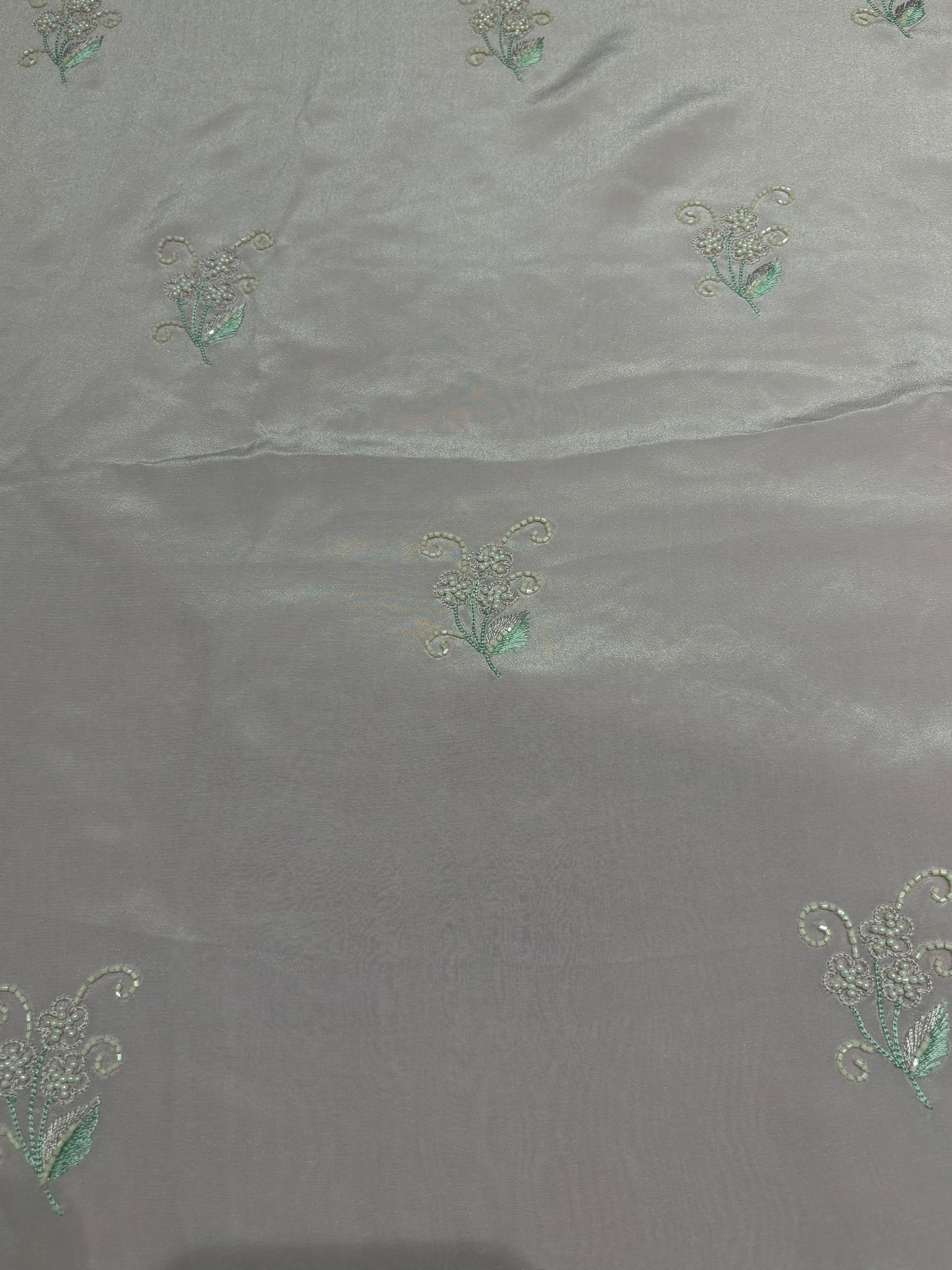 Pink Lavender Crepe Chikankari Kurta and Dupatta Fabric