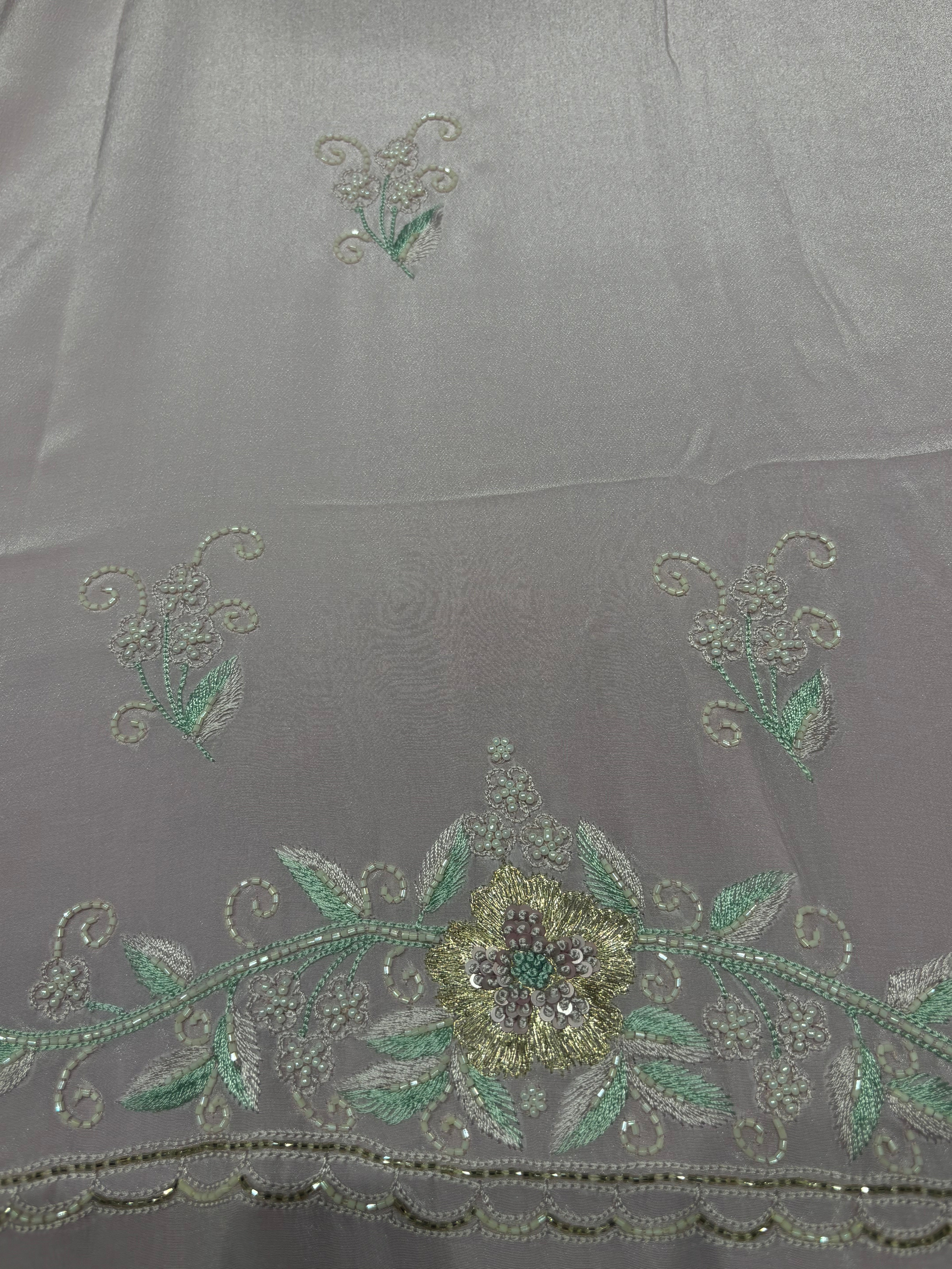 Pink Lavender Crepe Chikankari Kurta and Dupatta Fabric