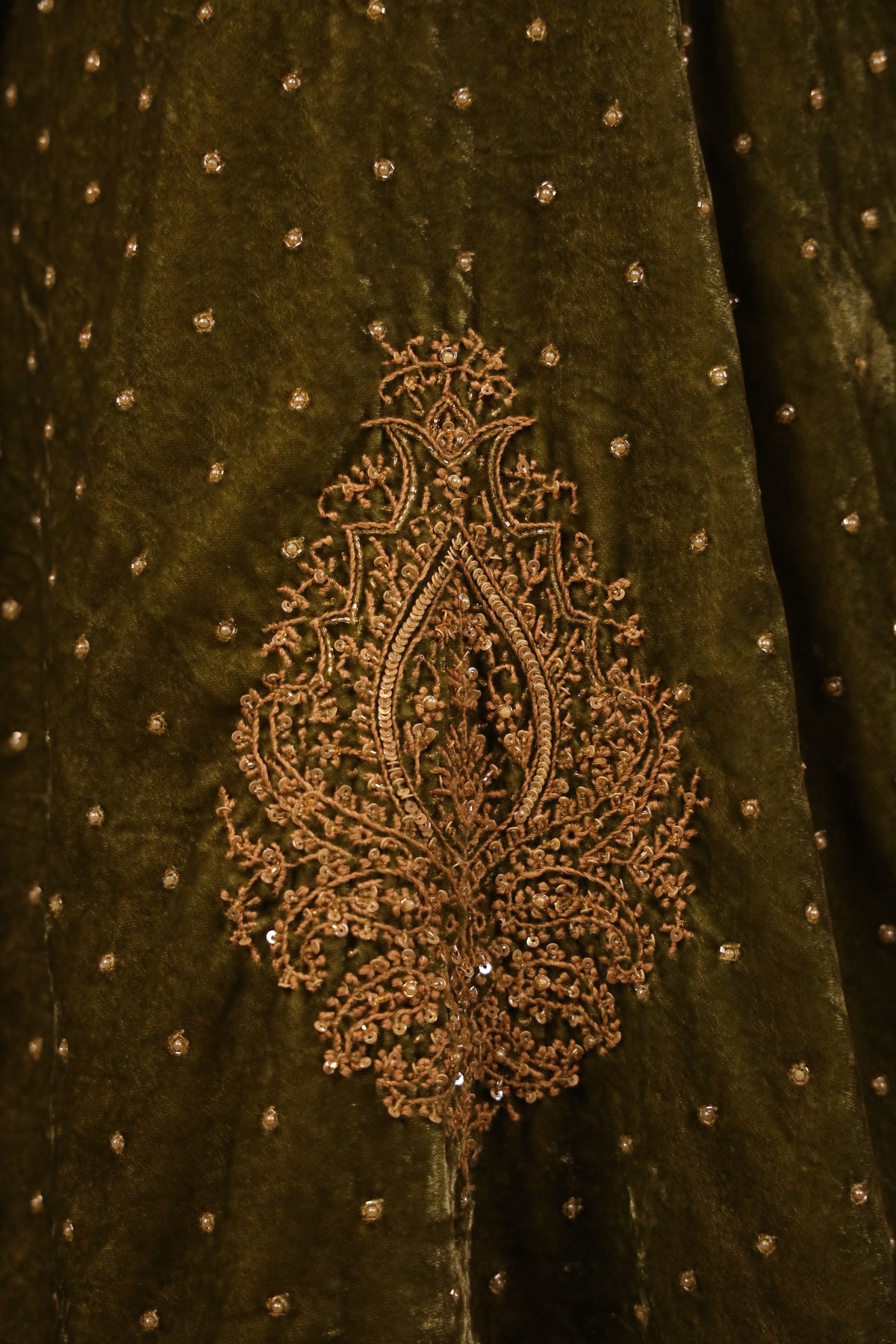 Green Pure & Premium Velvet Chikankari Kurta set