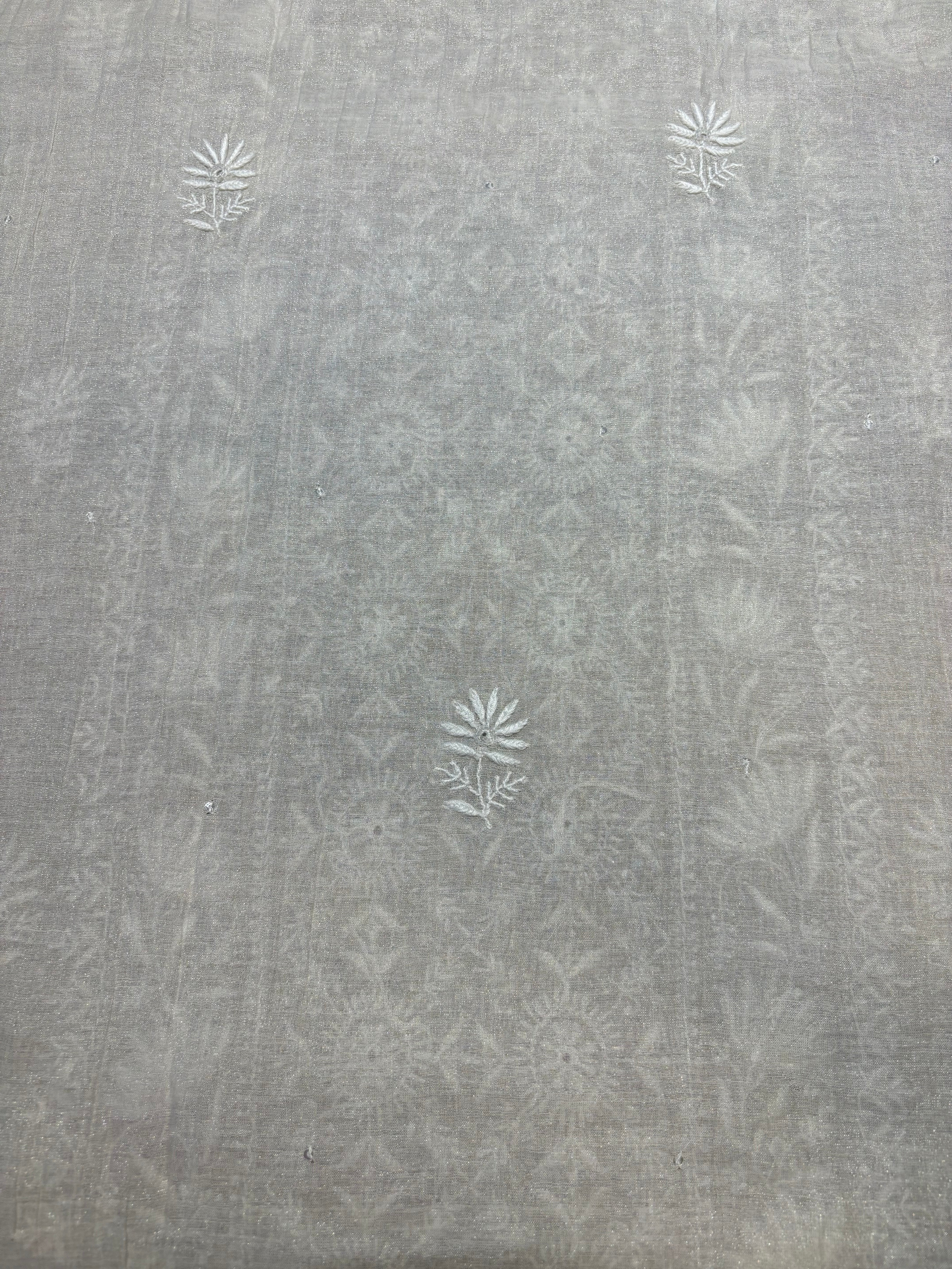Dyeable Silver Pure Tissue Chikankari Kurta and Dupatta