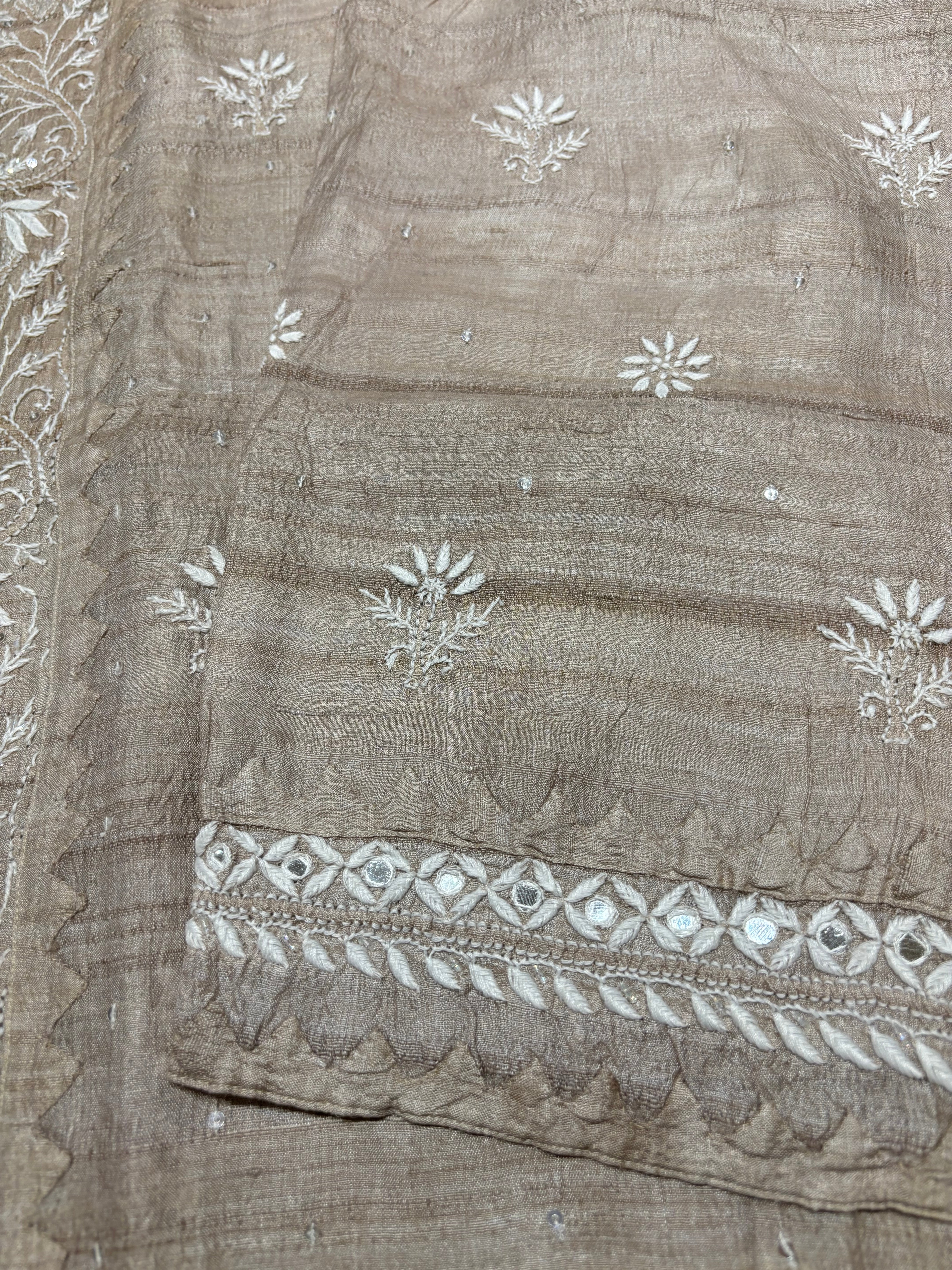 Hazelnut Silk Chikankari Kurta and Dupatta